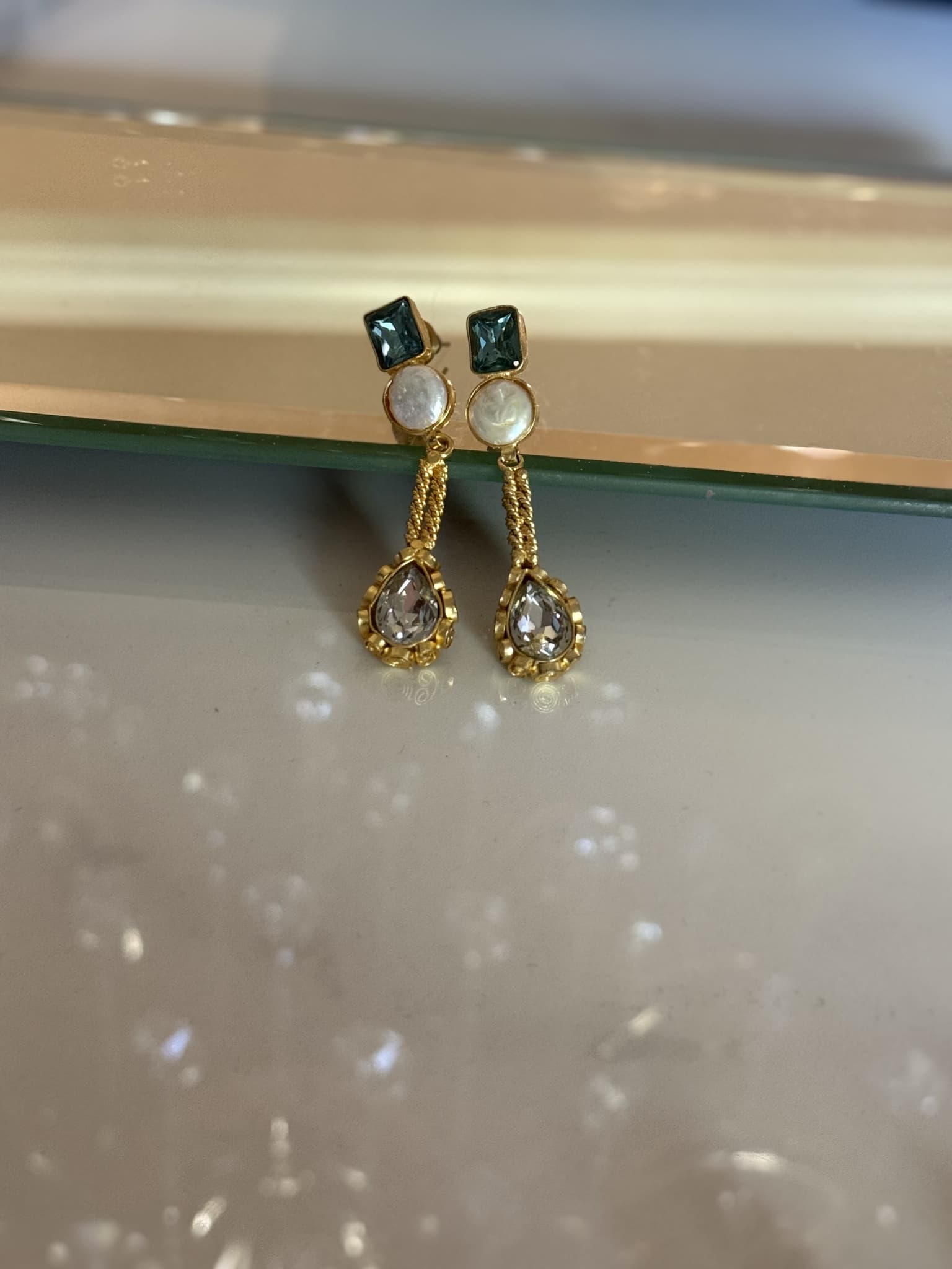 Crystal and Pearl Drop Earrings