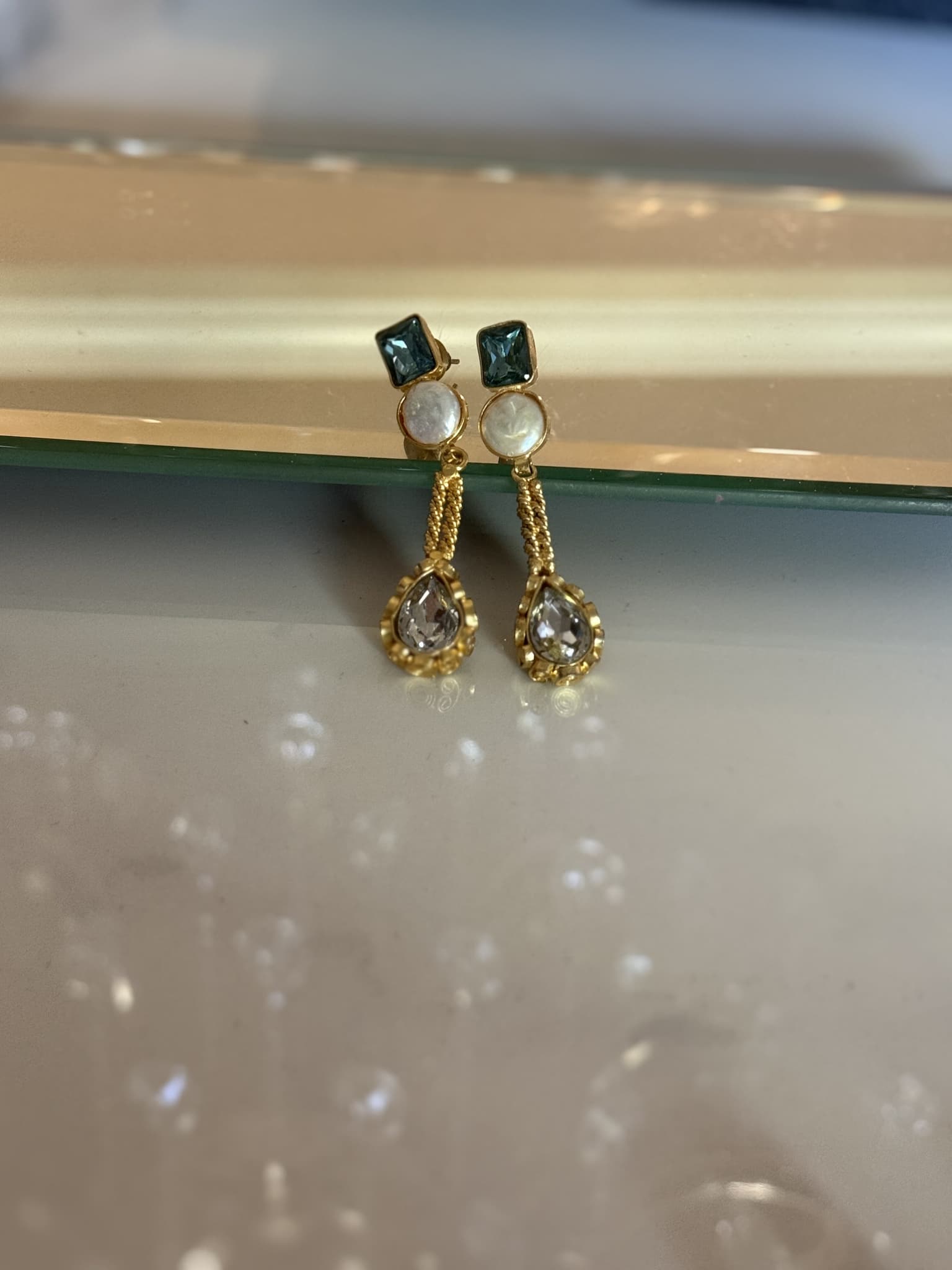 Crystal and Pearl Drop Earrings