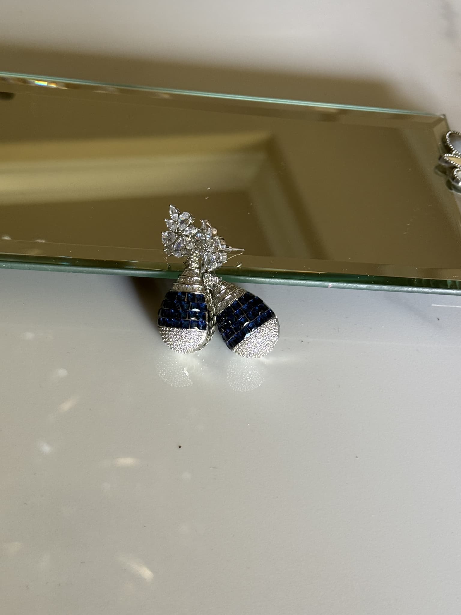 Indigo Sapphire Halo Stud Earrings