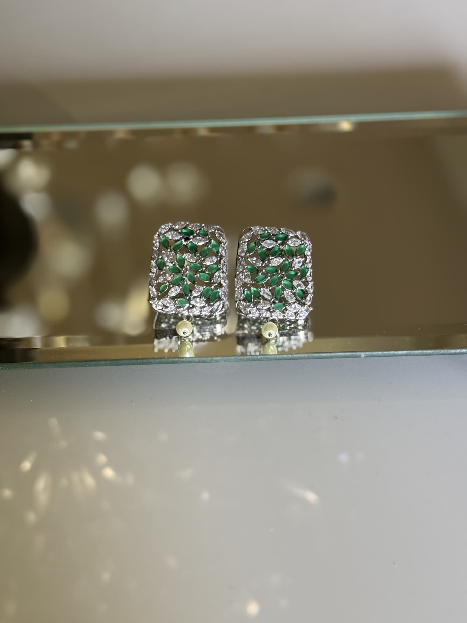 Emerald Cascade Stud Earrings