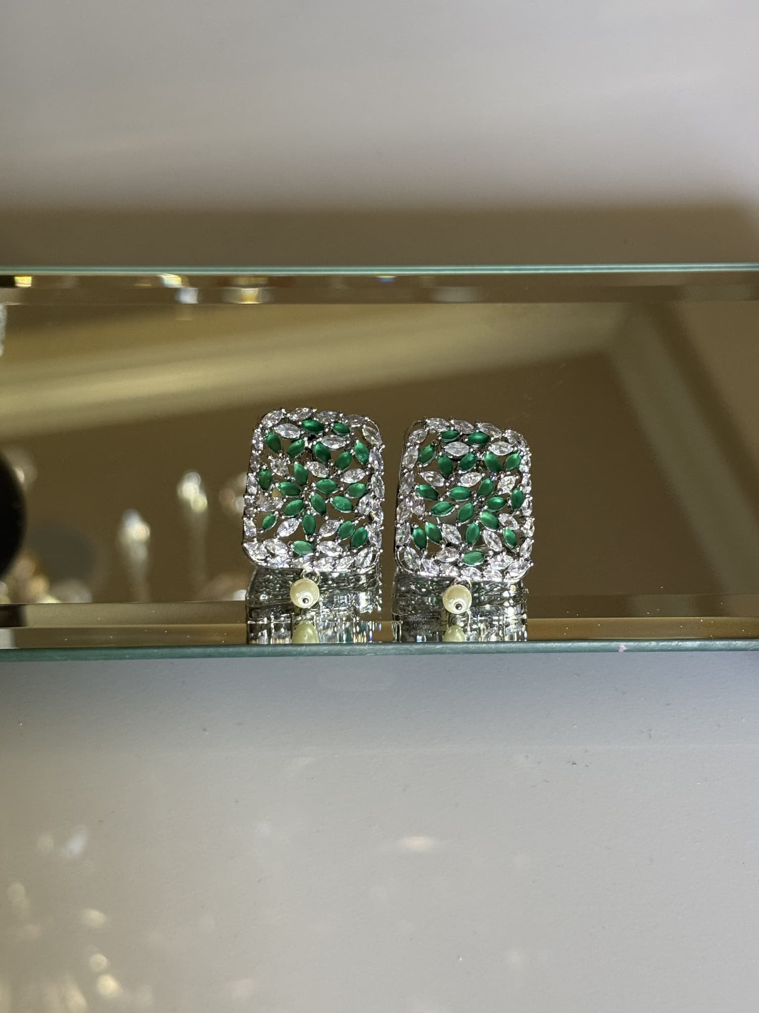 Emerald Cascade Stud Earrings