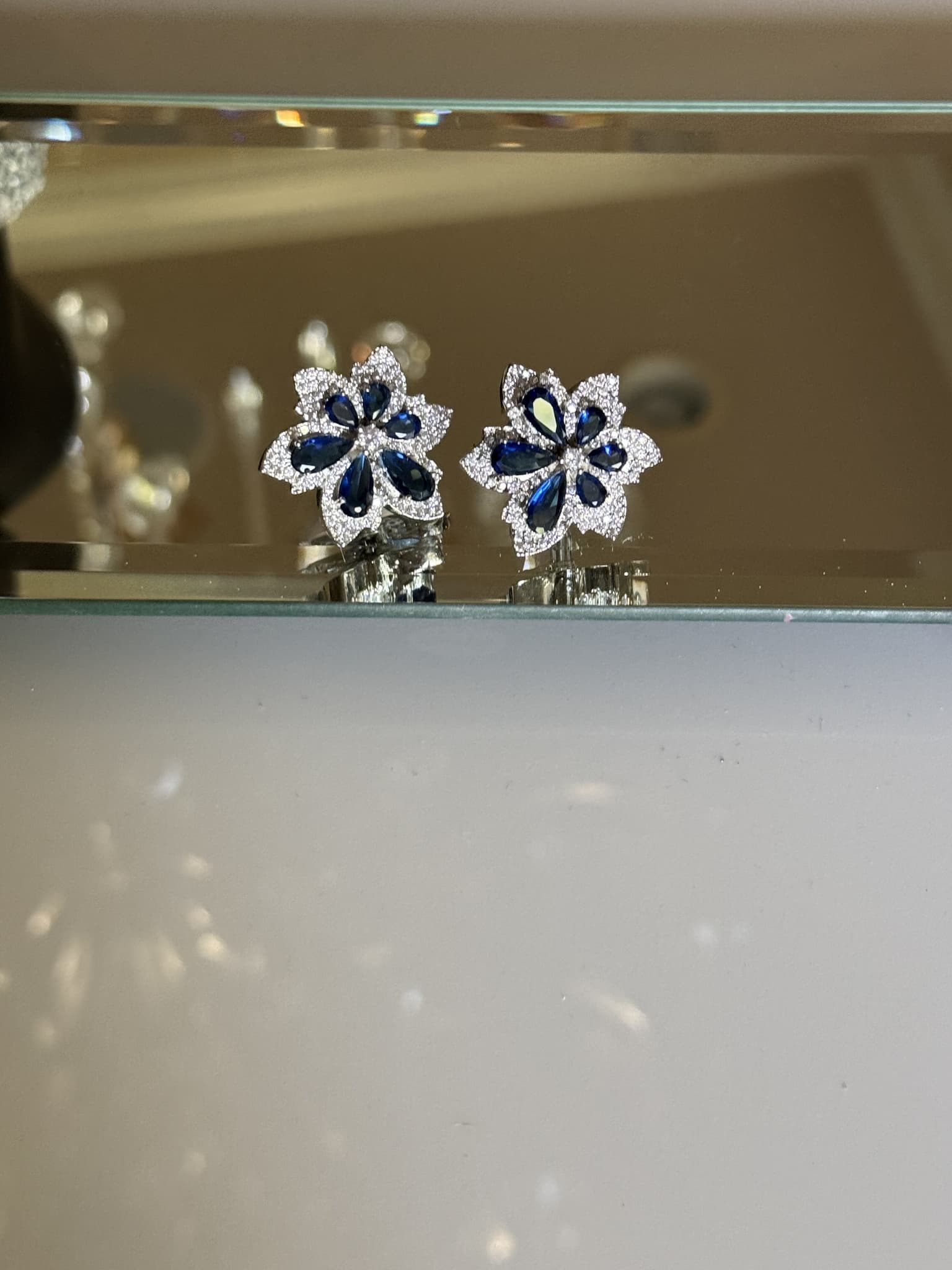 Sapphire Floral Statement Earrings