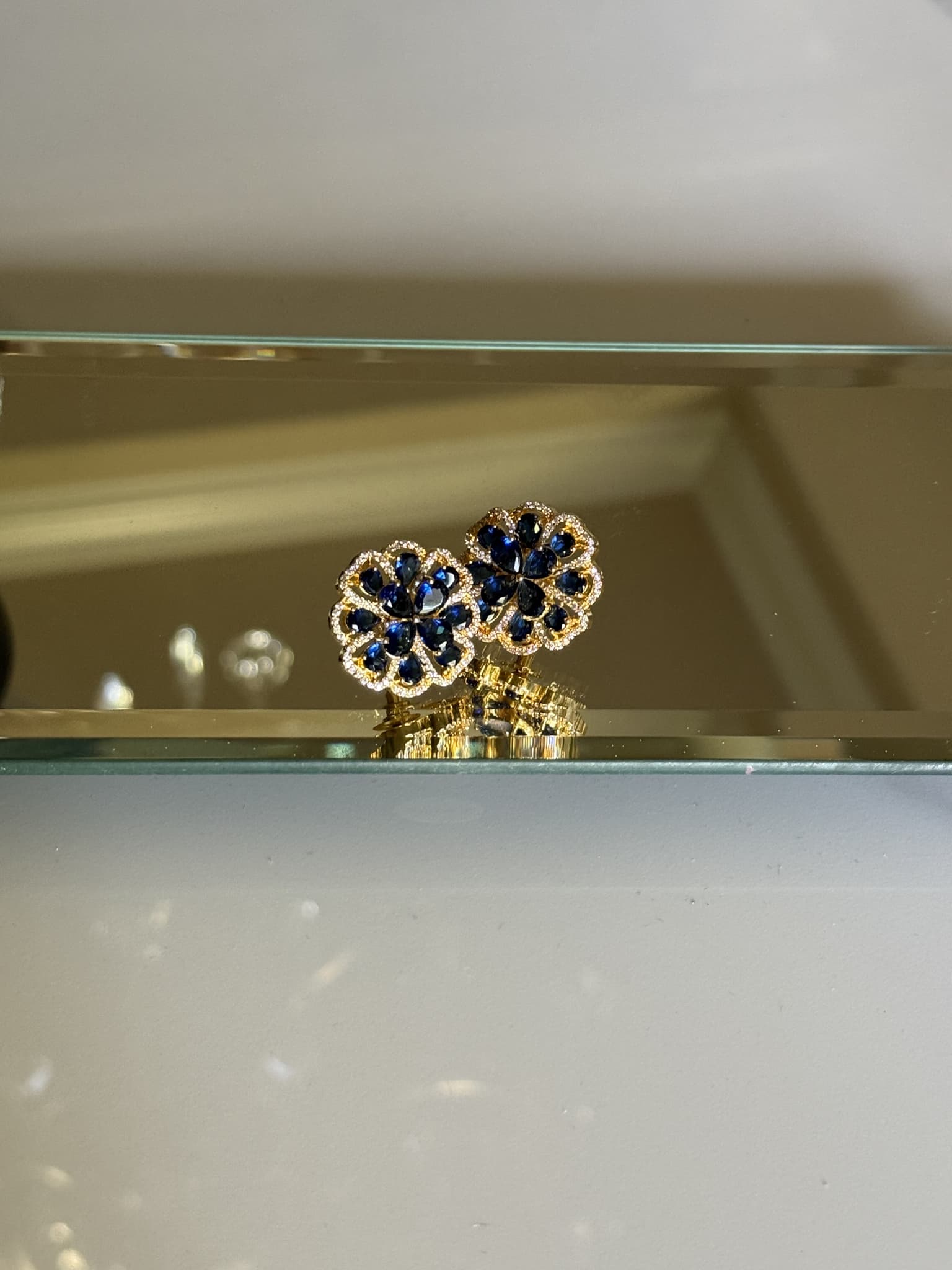 Sapphire and Diamond Floral Stud Earrings