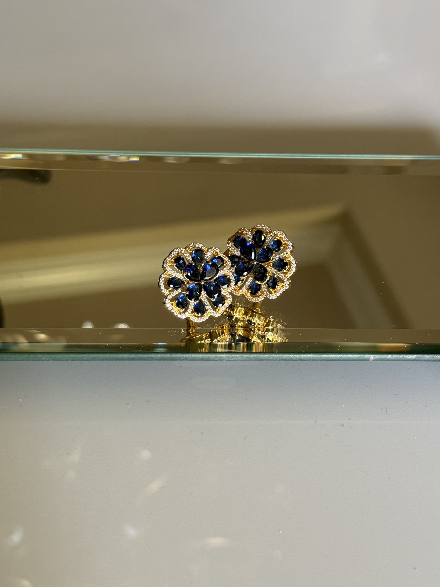 Sapphire and Diamond Floral Stud Earrings
