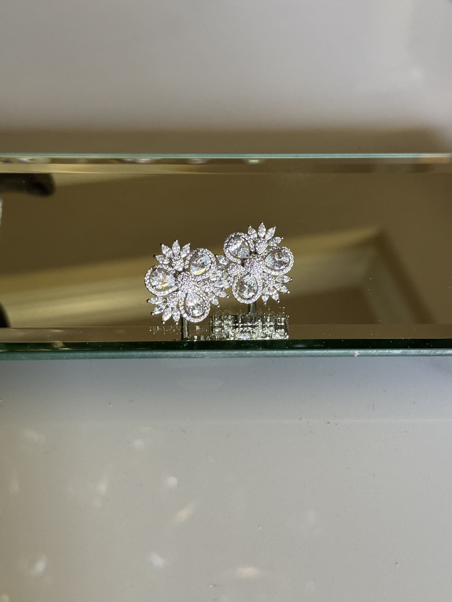 Diamond Cluster Floral Stud Earrings