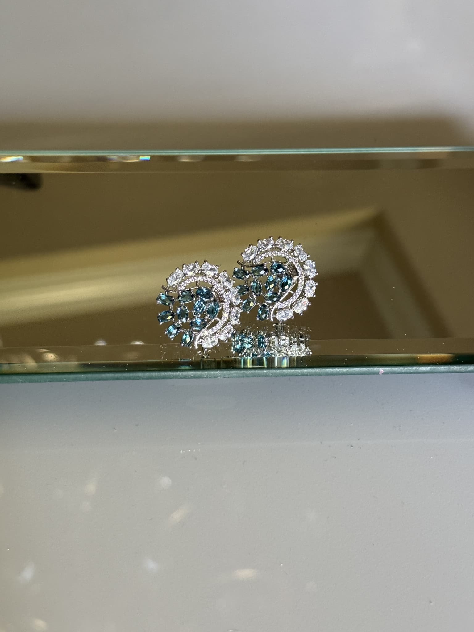 Blue Topaz Halo Cluster Stud Earrings