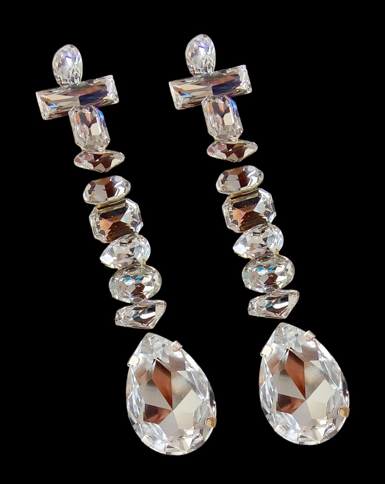 Gold and Champagne Crystal Drop Earrings