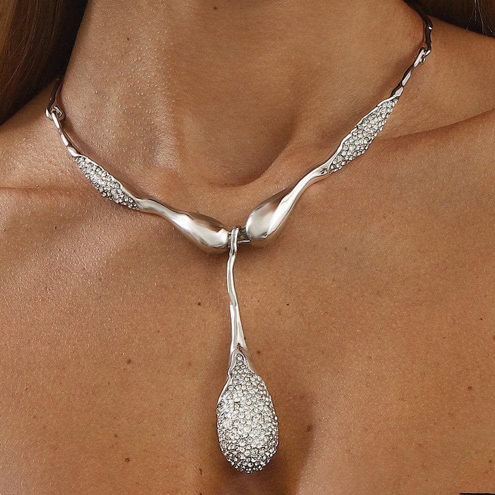 Silver and Emerald Chandelier Necklace