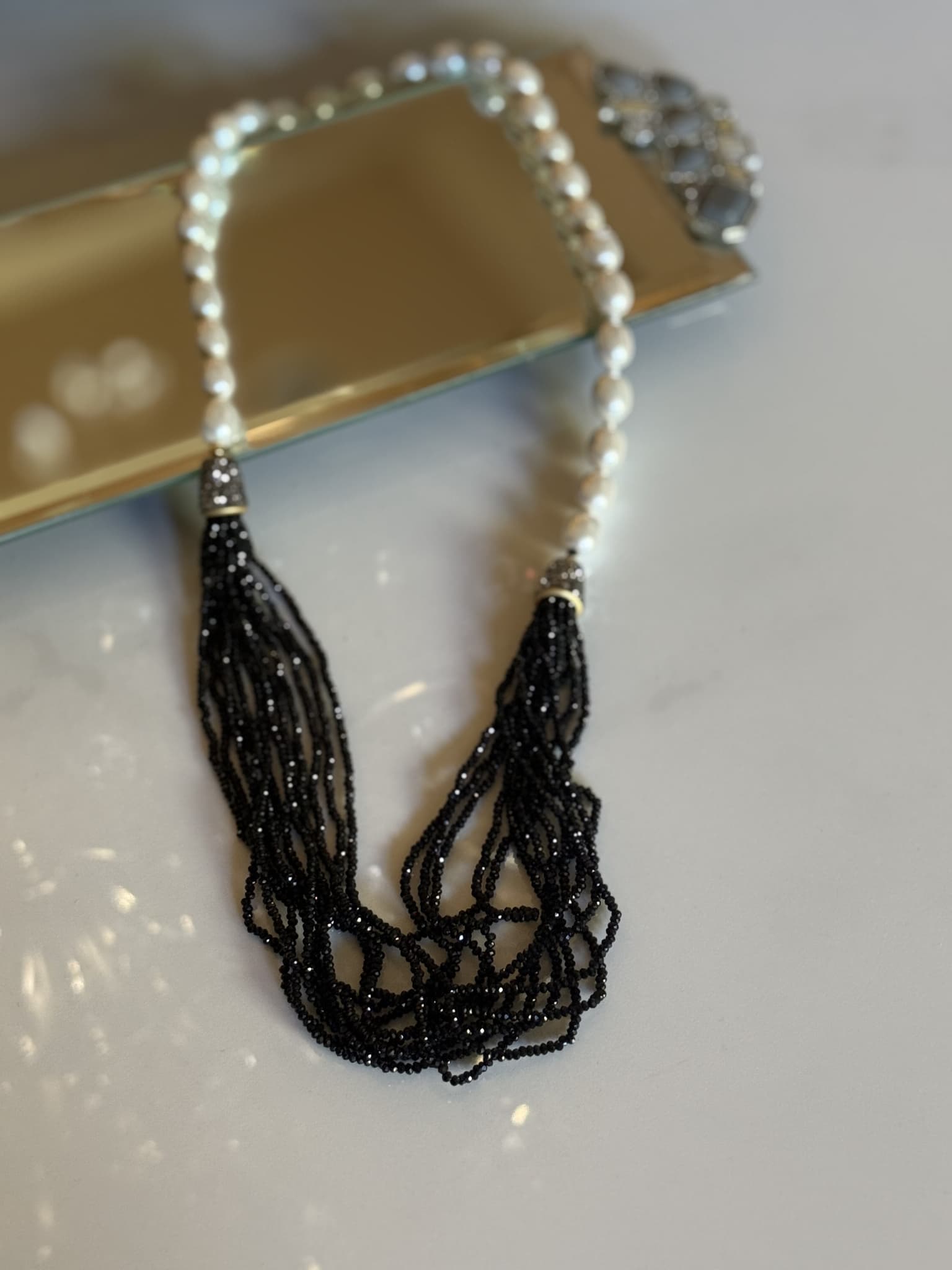 Pink Beaded Tassel Necklace