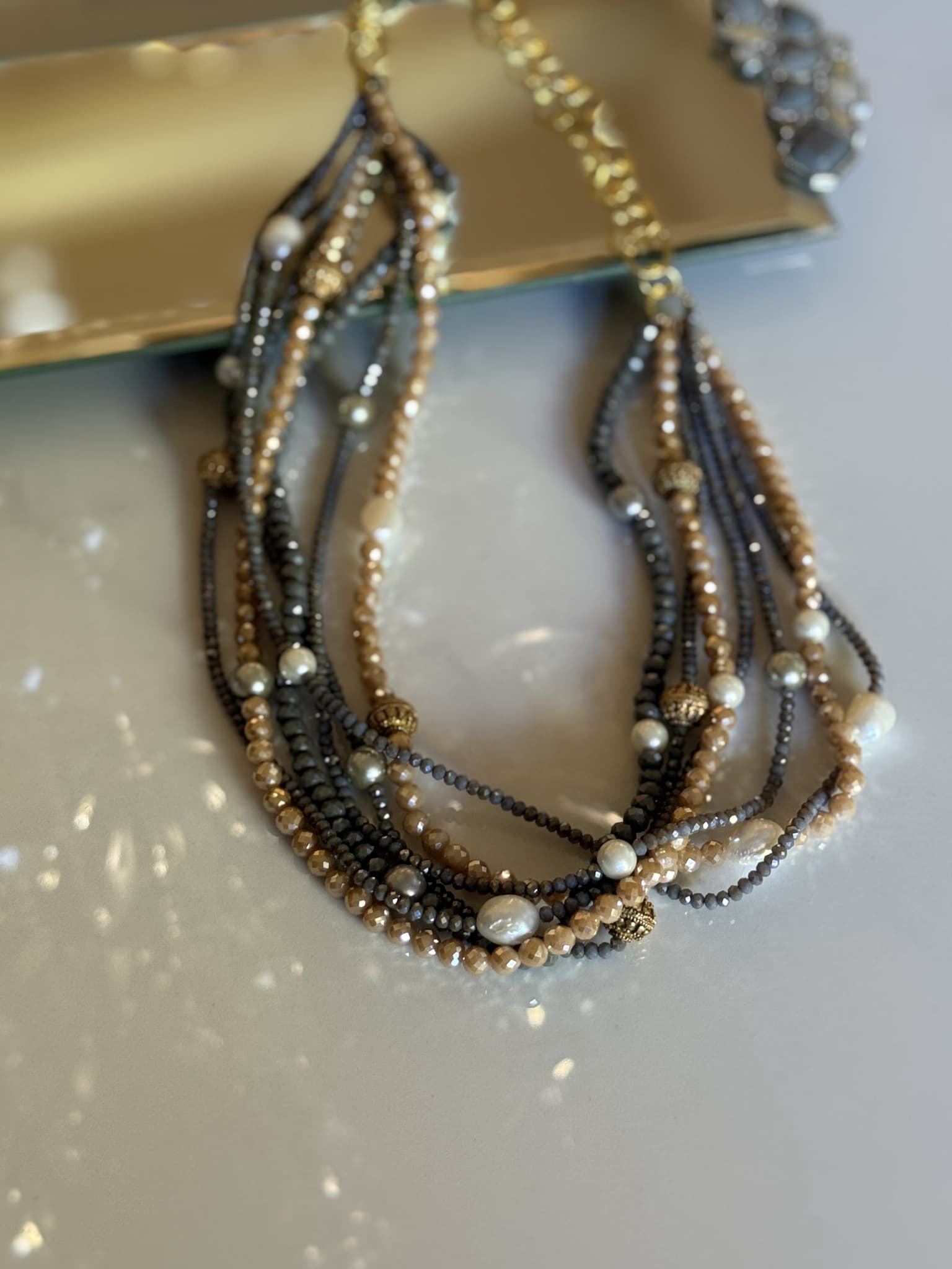 Mixed Metallic Layered Necklace