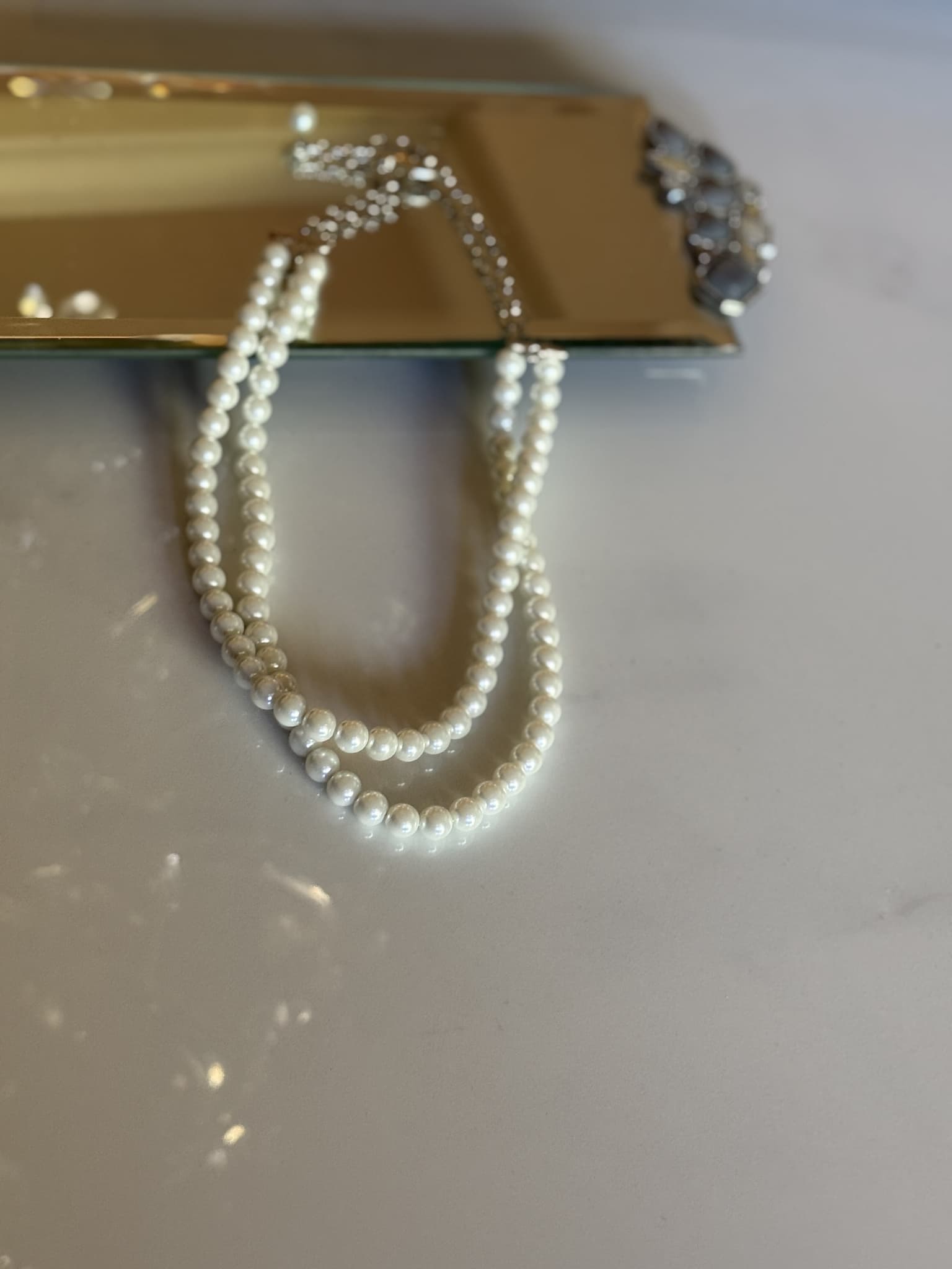 Silver Pearl Strand Necklace