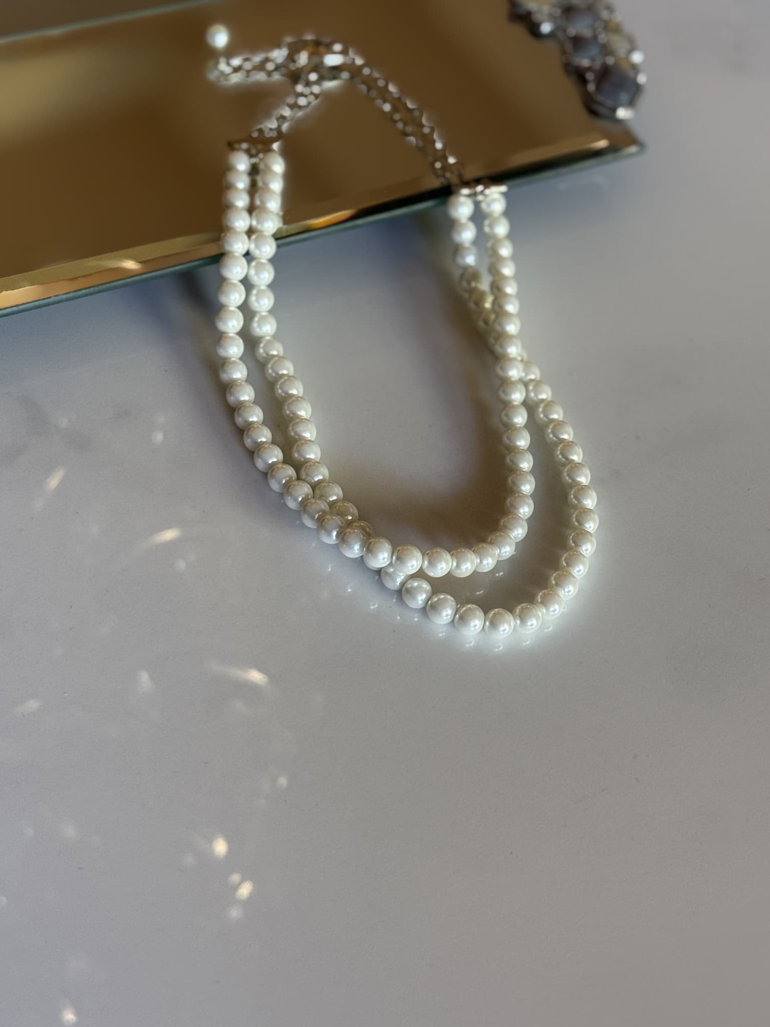 Silver Pearl Strand Necklace