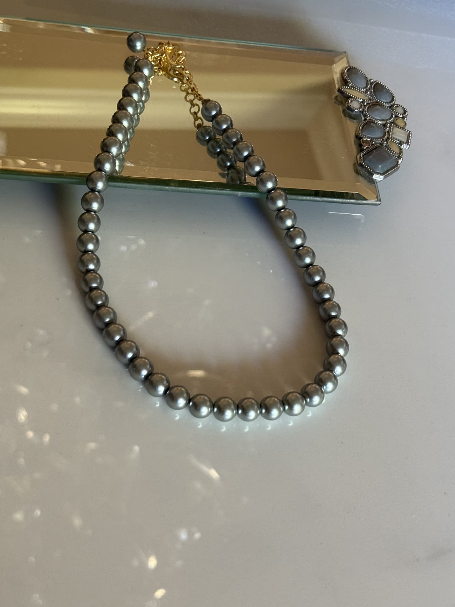 Silver Pearl Strand Necklace