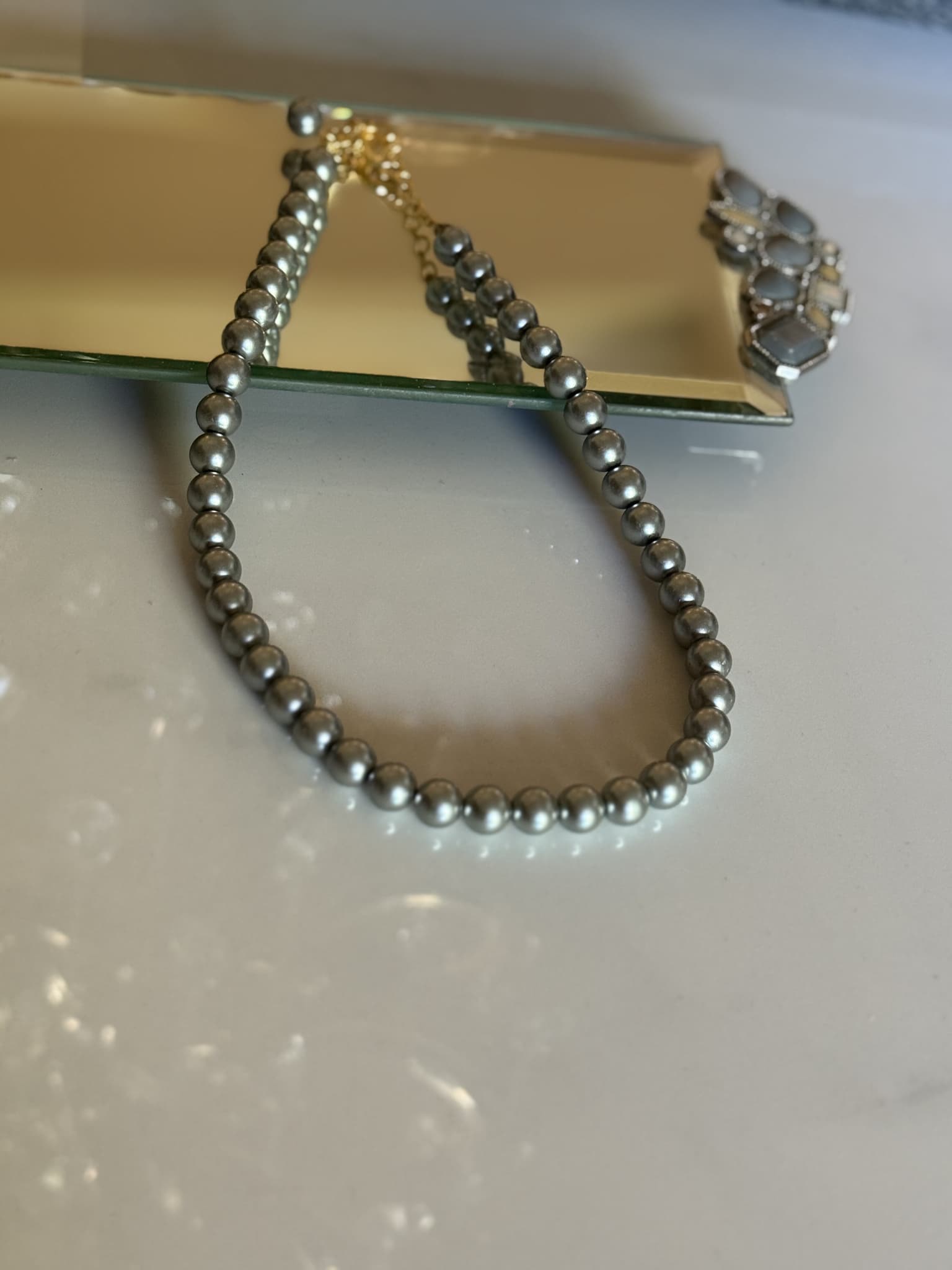 Silver Pearl Strand Necklace