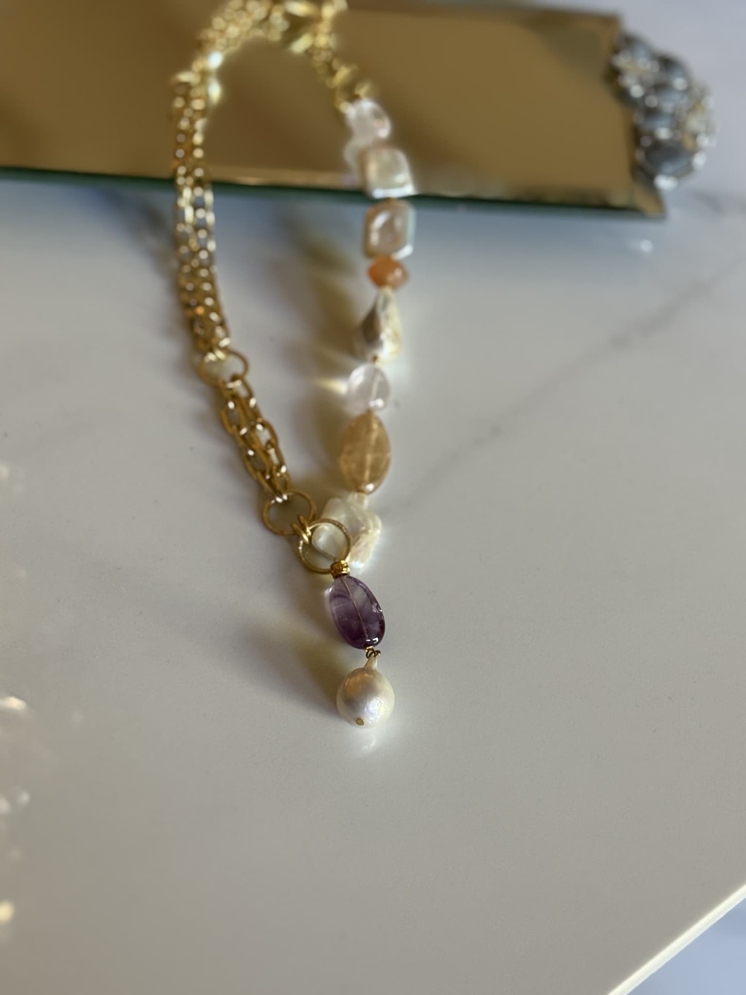 Pearl Medallion Tassel Necklace