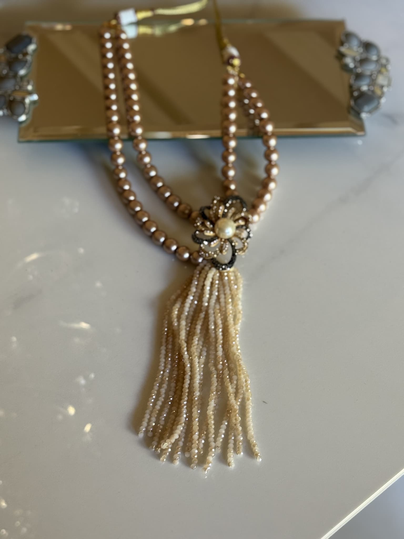 Pearl Tassel Strand Necklace