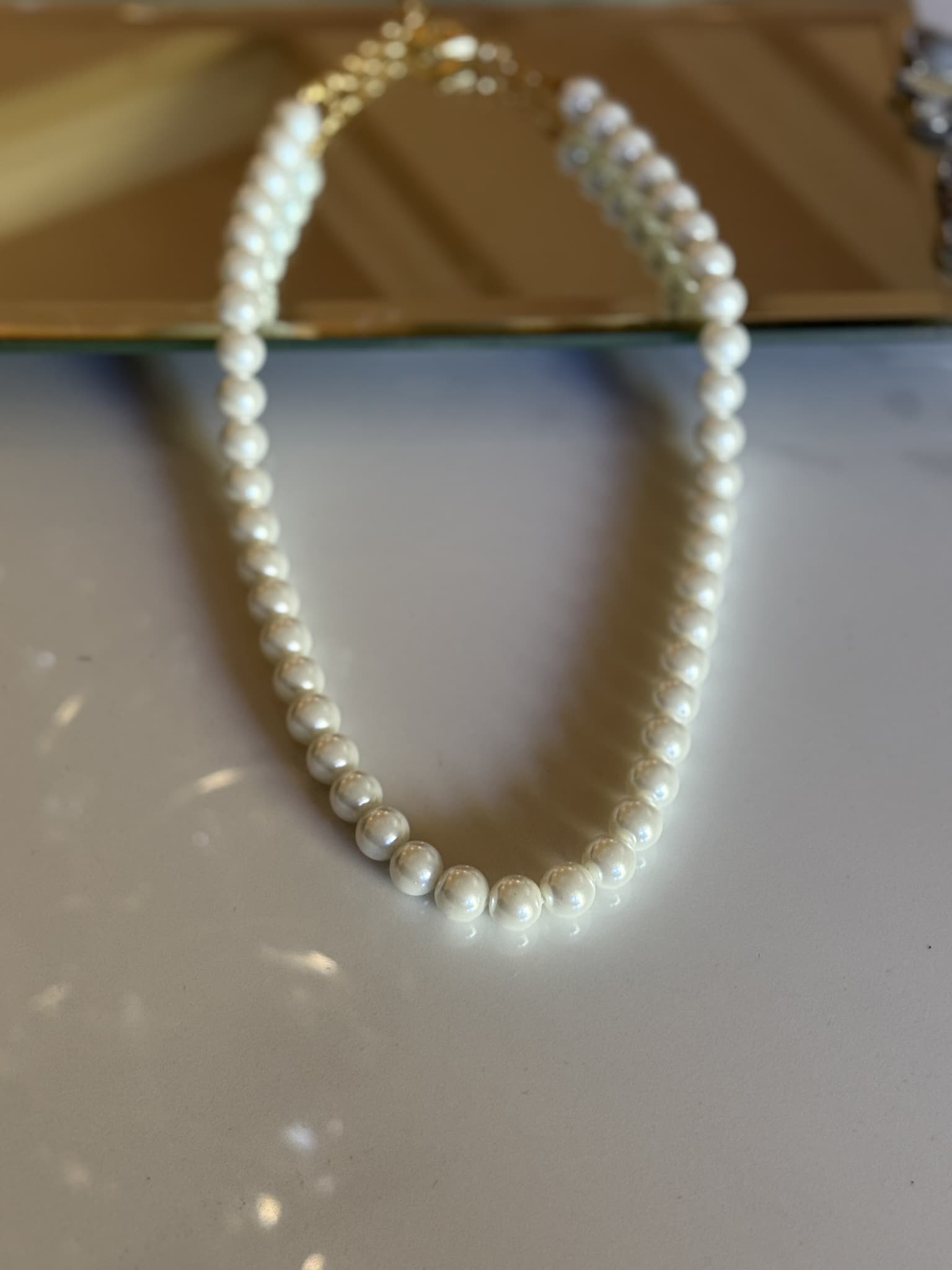 Silver Pearl Strand Necklace