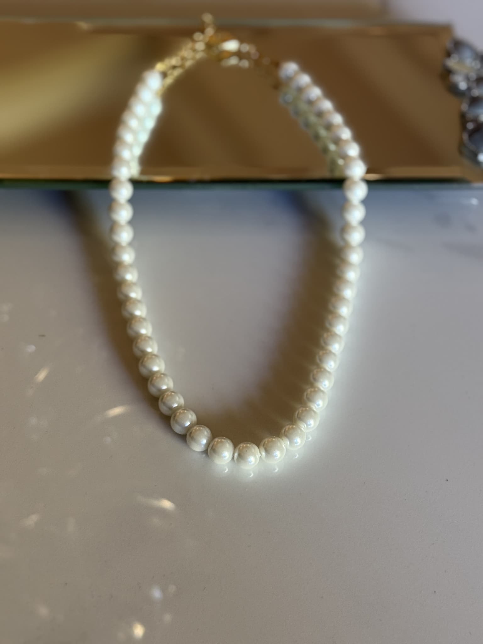 Silver Pearl Strand Necklace