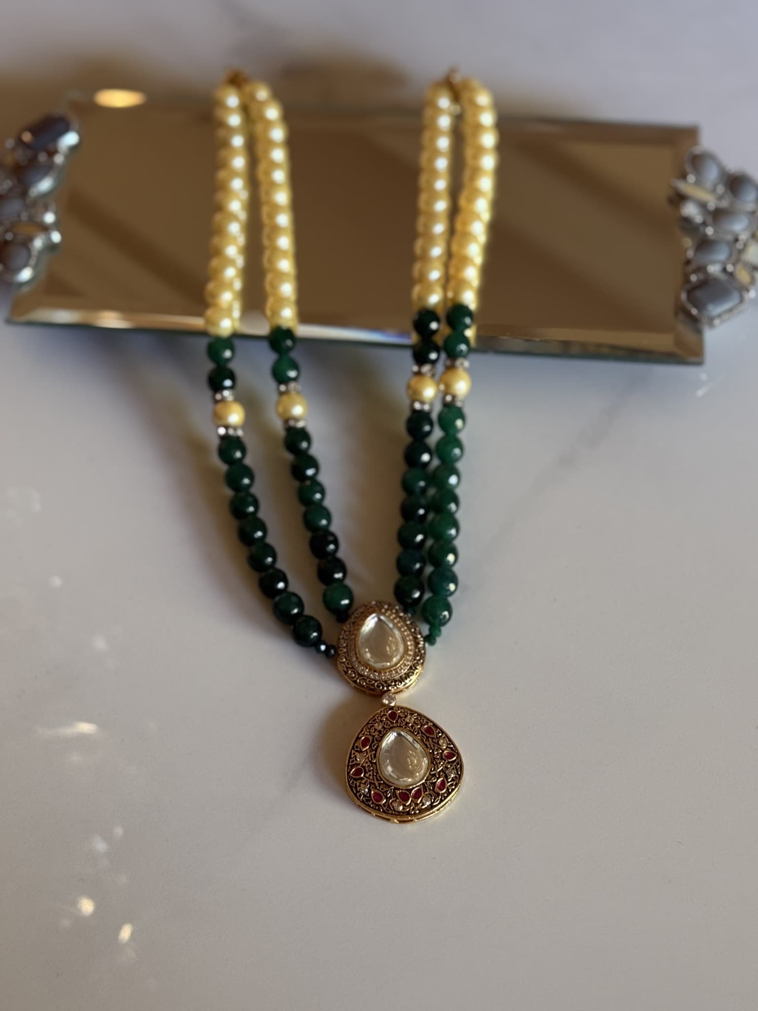 Layered Gold Chain with Baroque Pearl Necklace