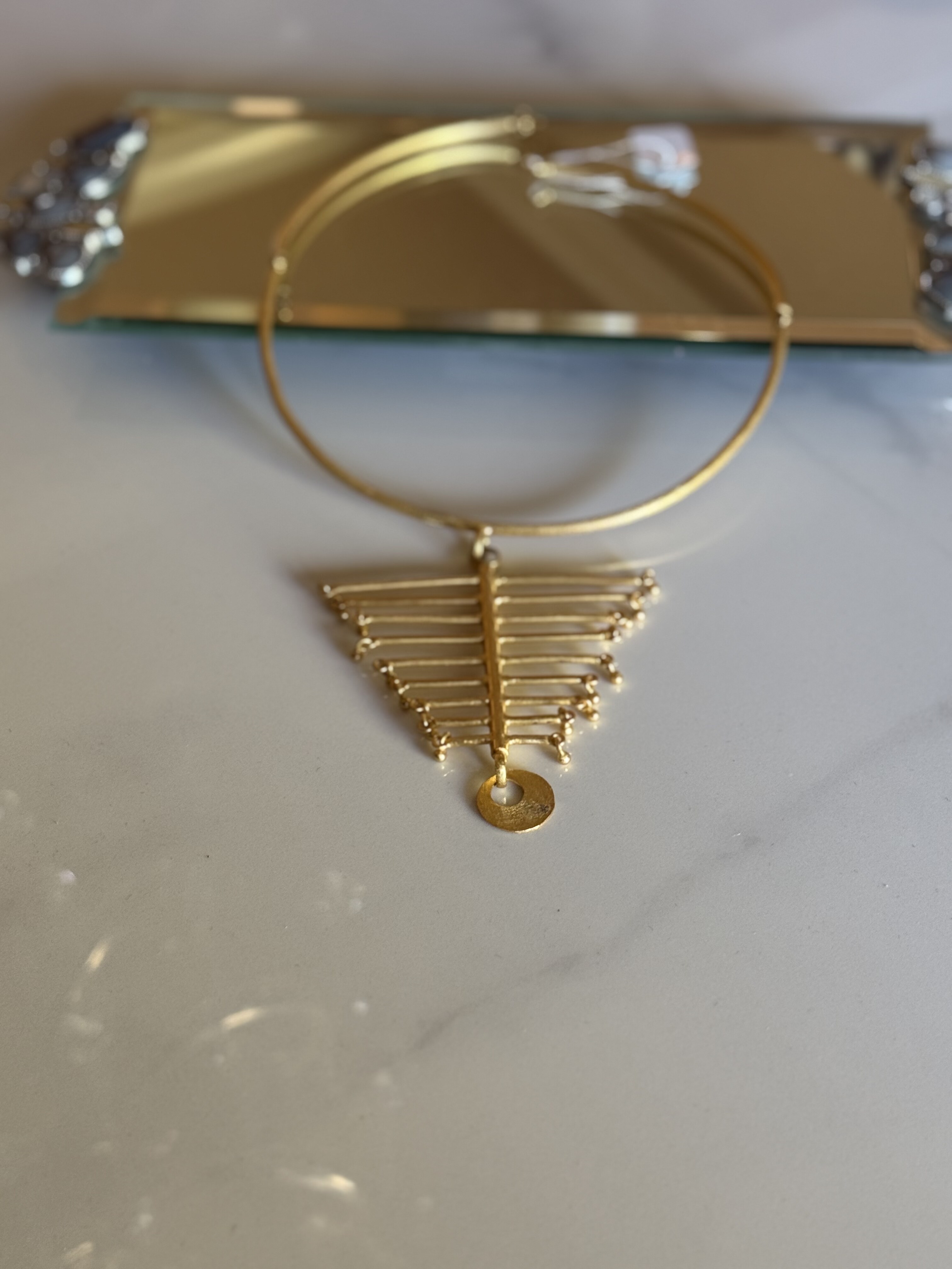 Geometric Gold Pendant Necklace
