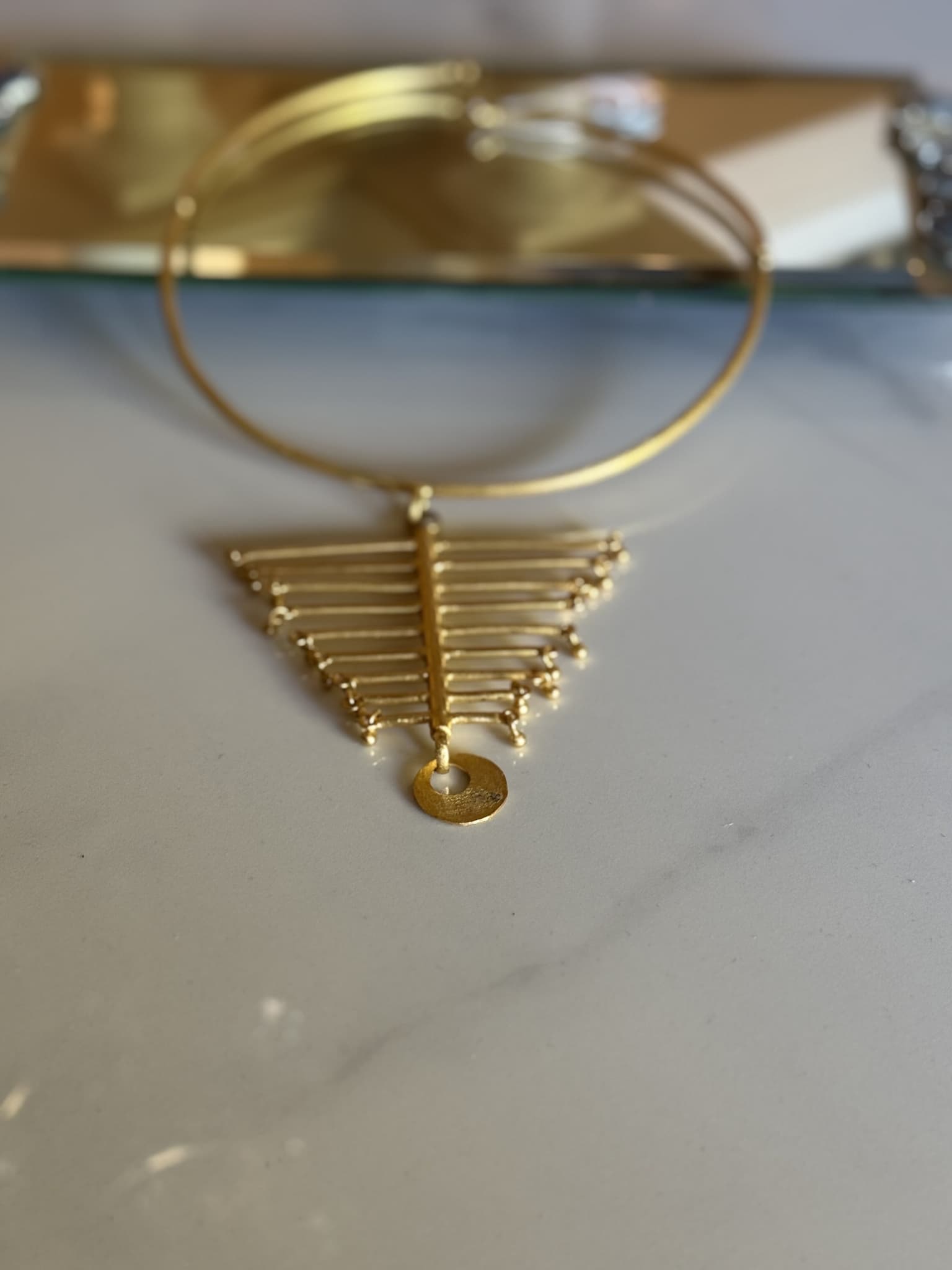 Geometric Gold Pendant Necklace