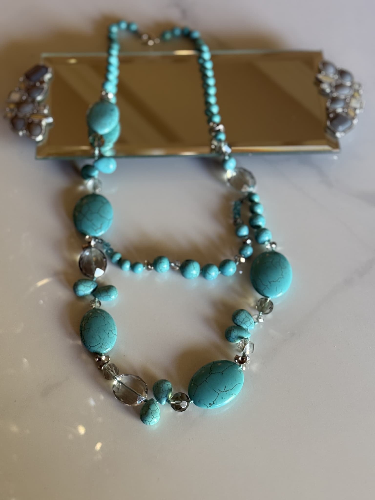 Turquoise and Crystal Statement Necklace