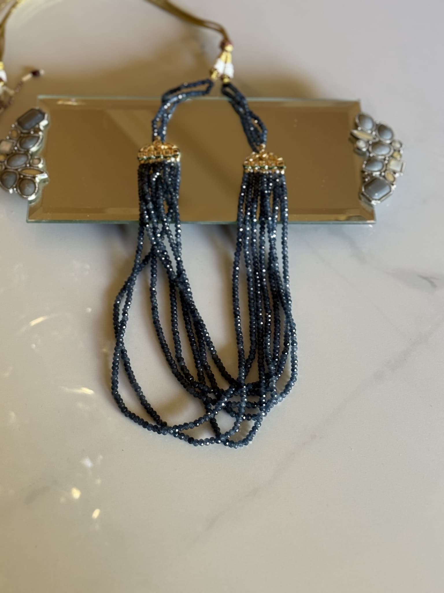 Black Spinel Layered Strand Necklace
