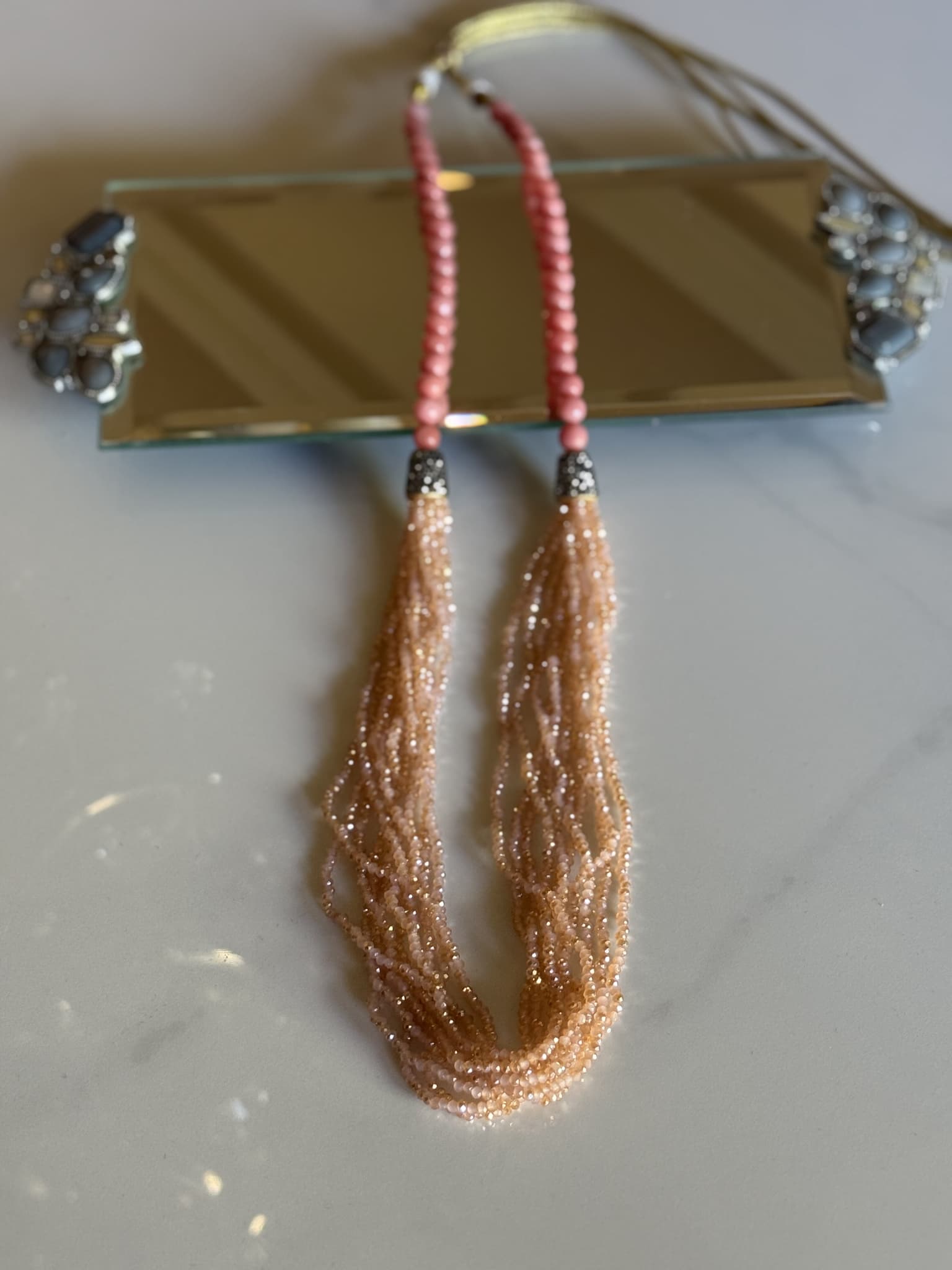 Peach Spinel Tassel Necklace