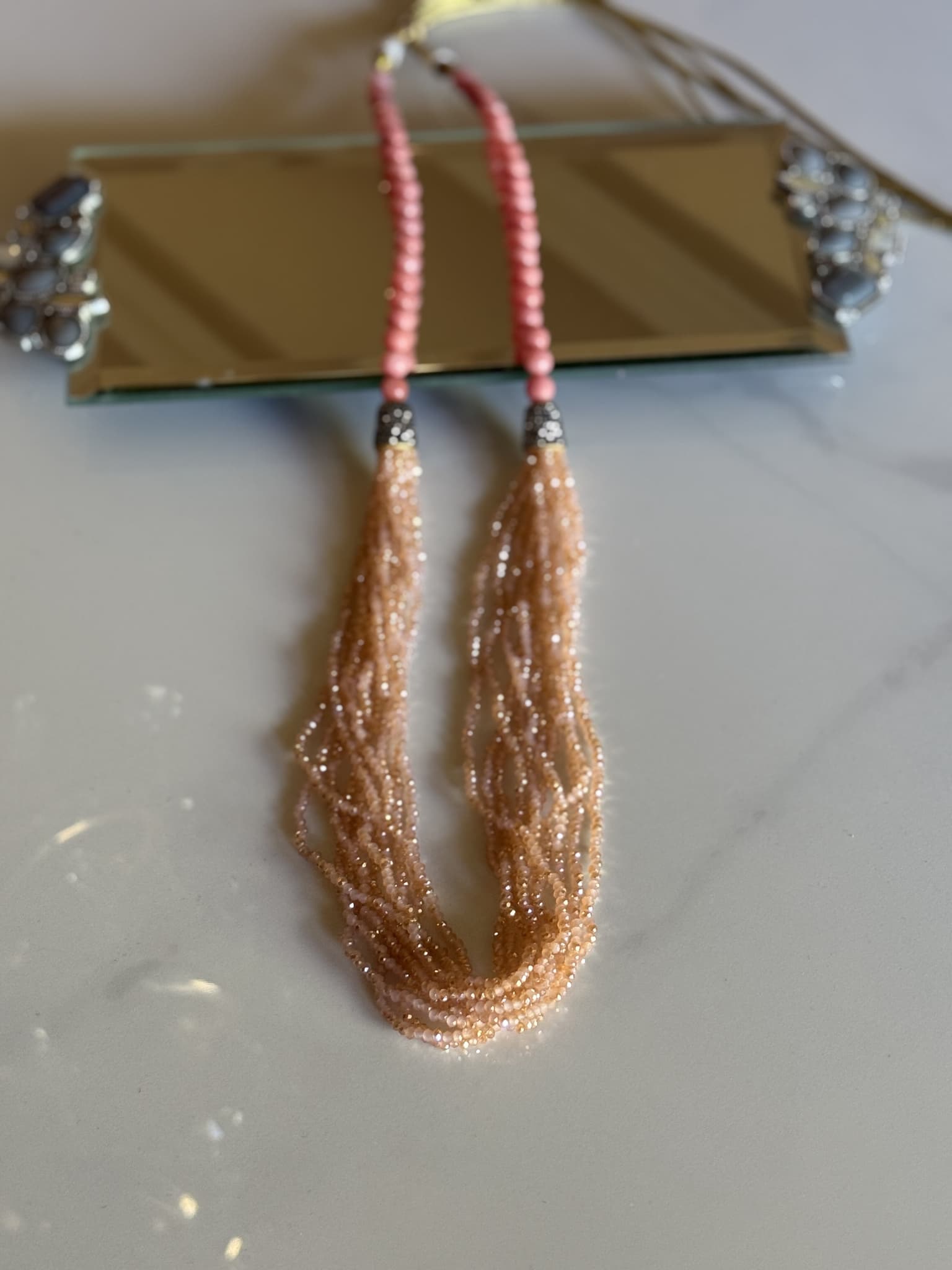 Peach Spinel Tassel Necklace