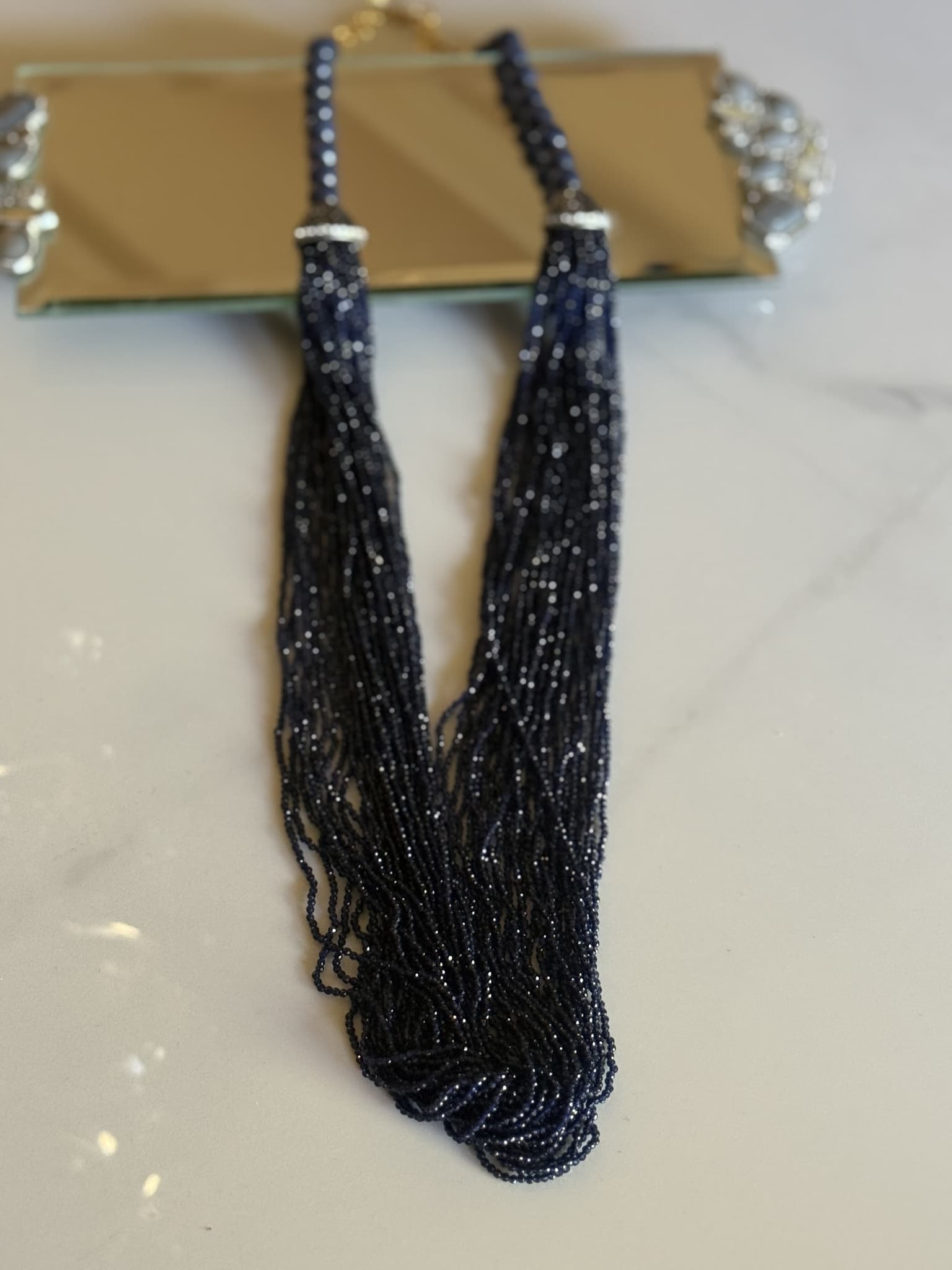 Navy Blue Spinel Multi-Strand Necklace