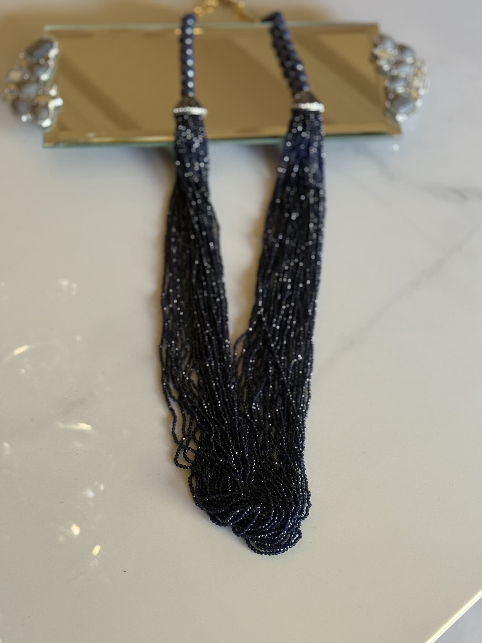 Navy Blue Spinel Multi-Strand Necklace