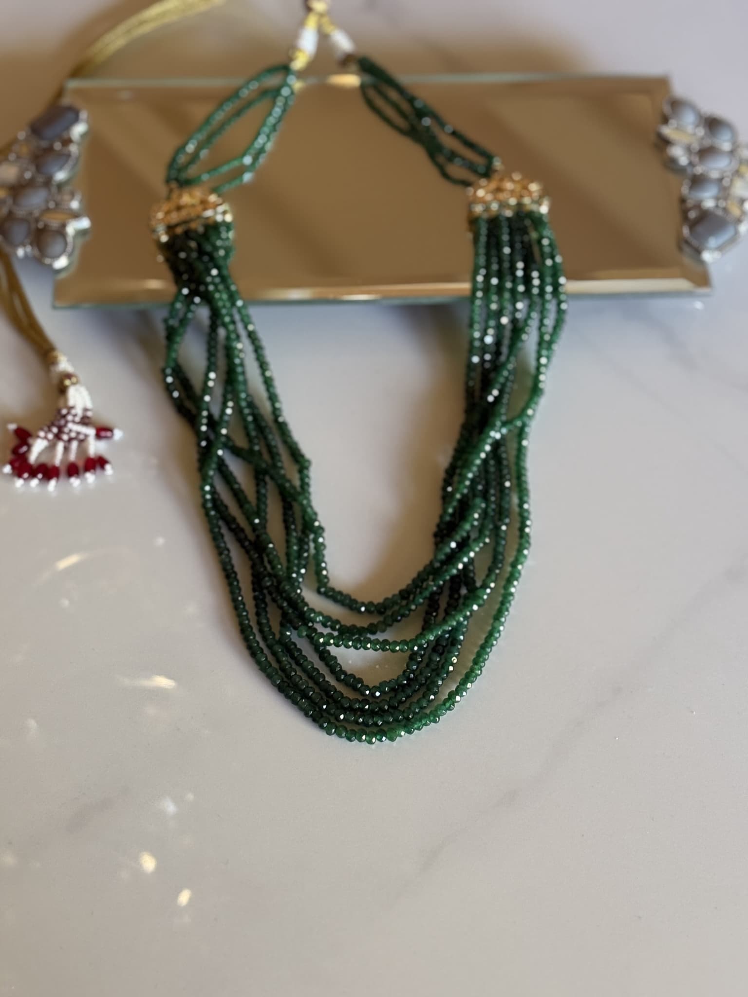Emerald Beaded Layered Necklace