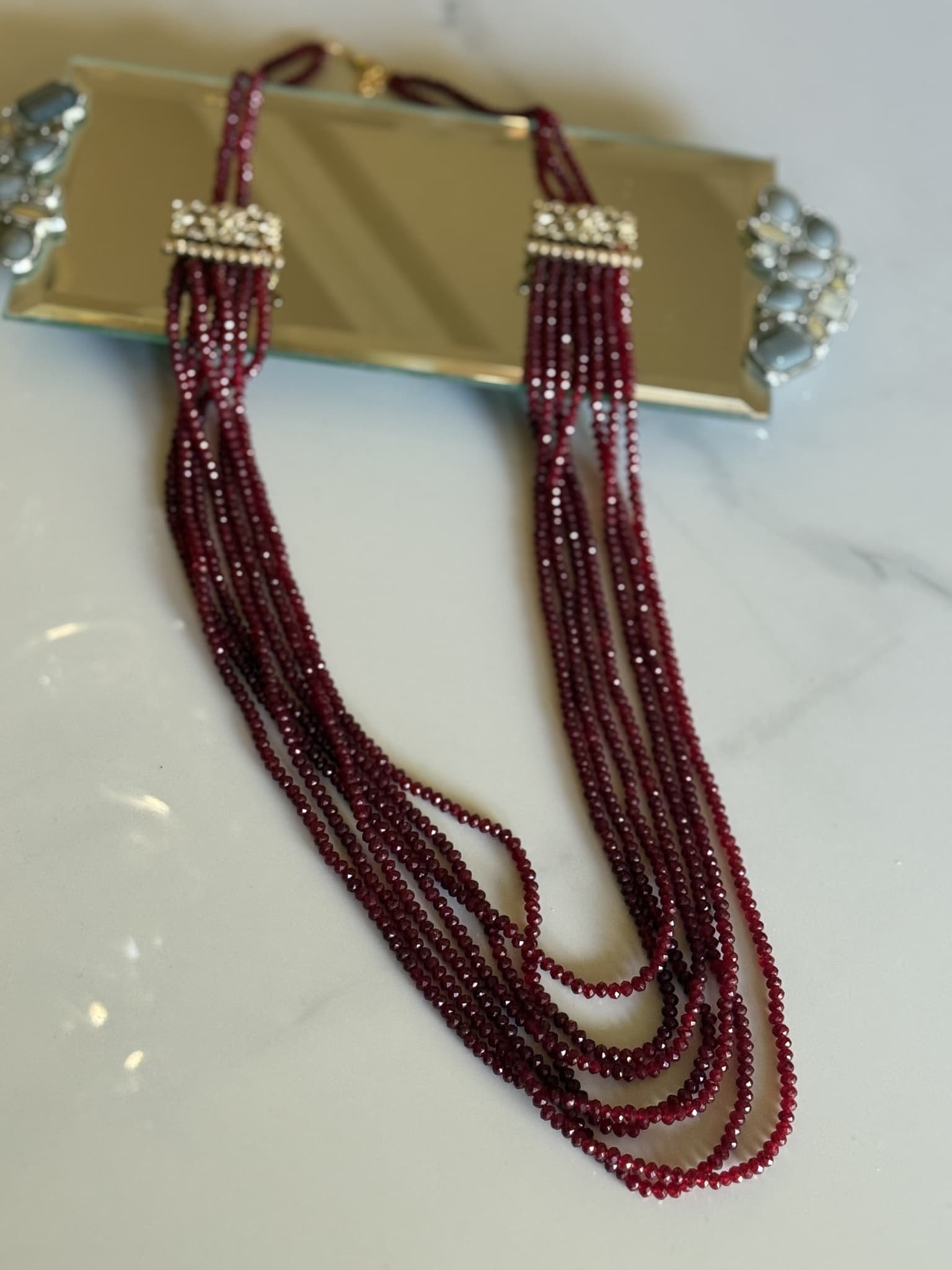Ruby Beaded Layered Necklace