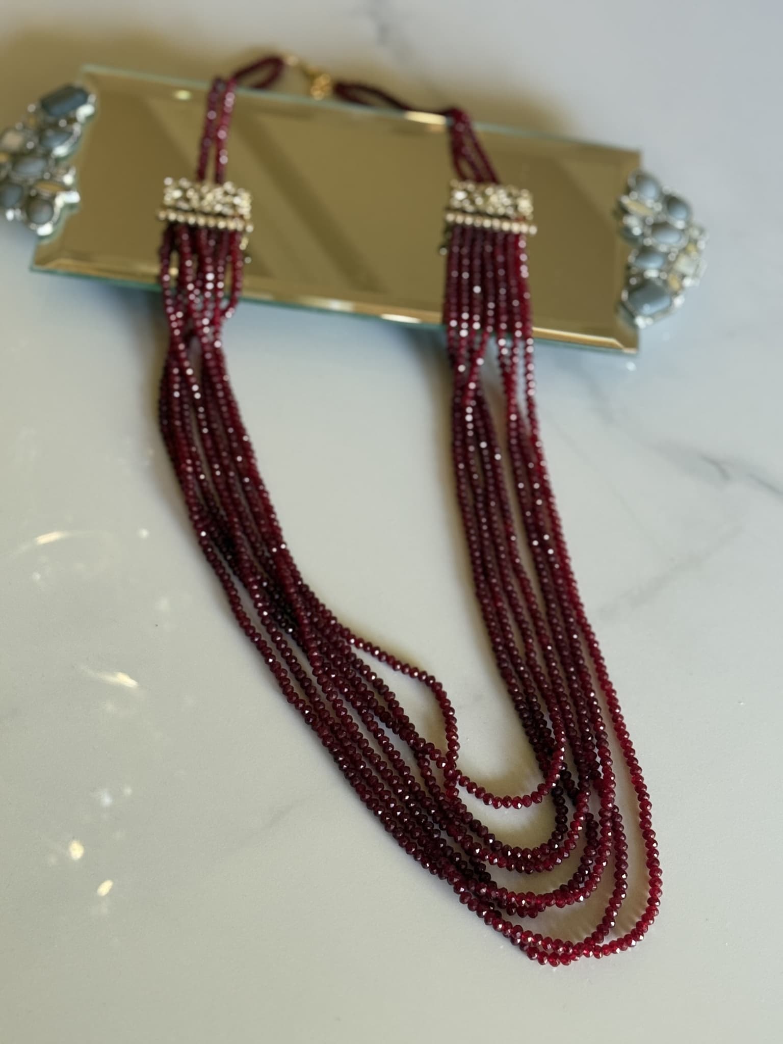 Ruby Beaded Layered Necklace