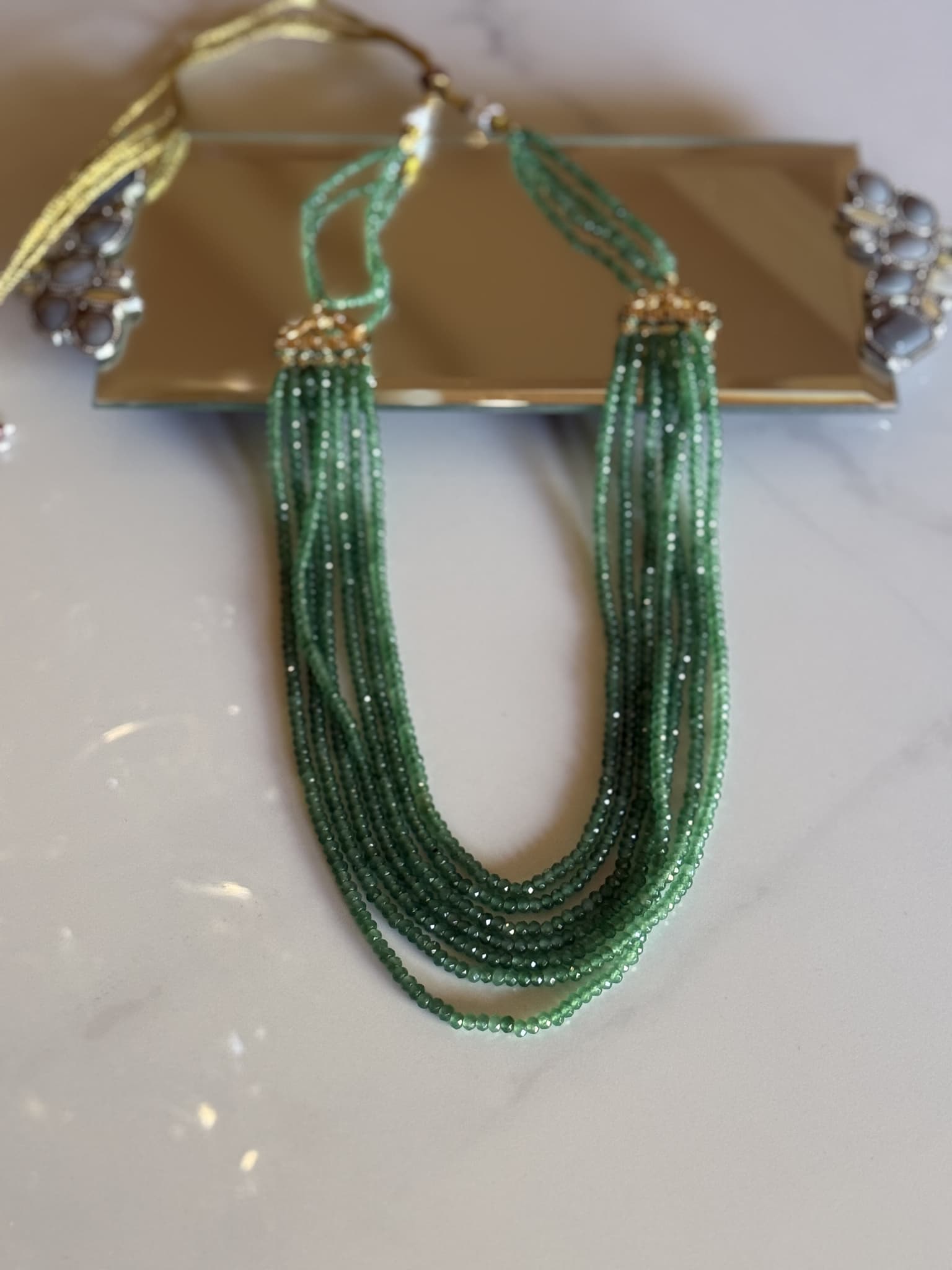 Emerald Beaded Layered Necklace