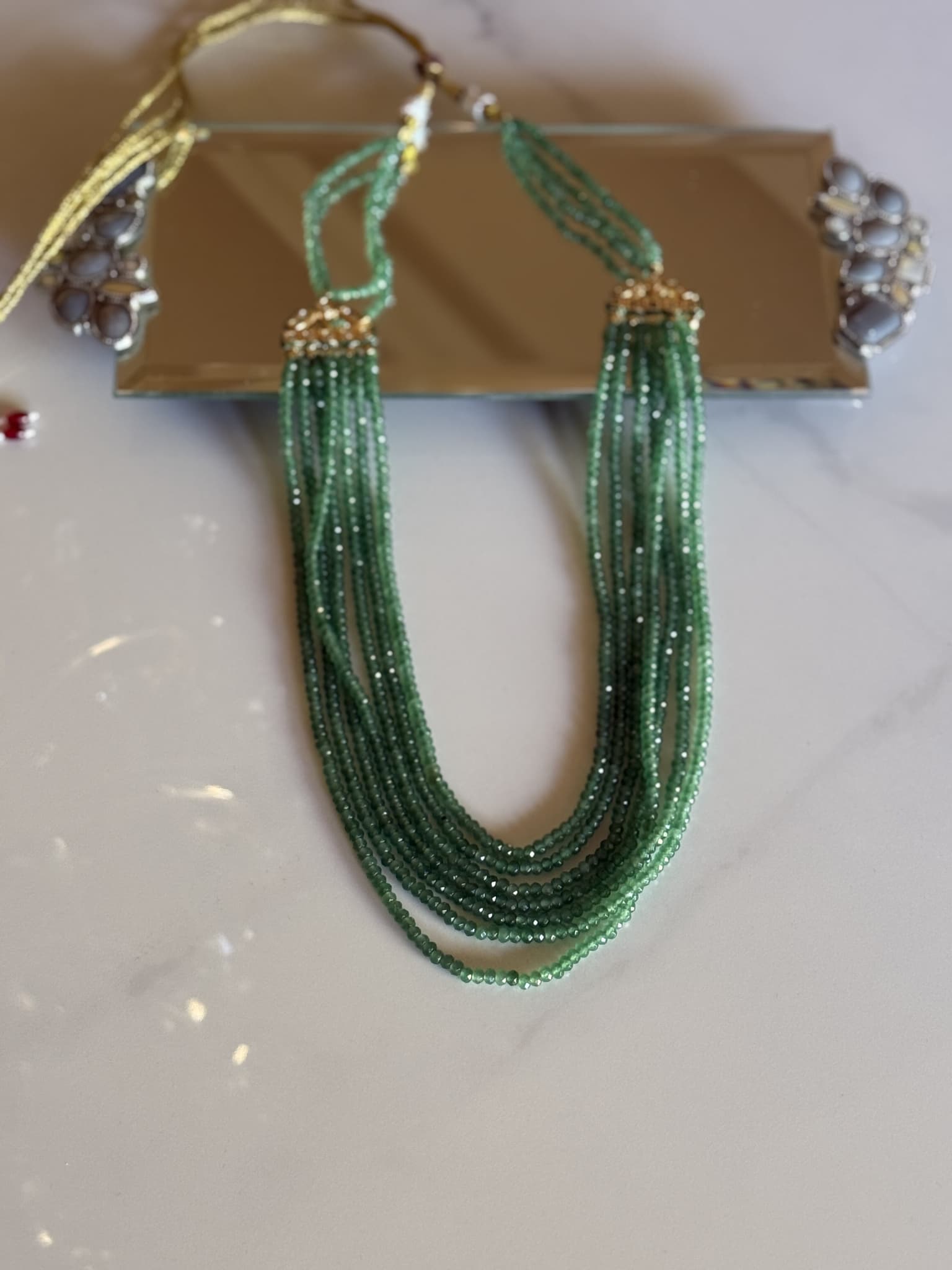Emerald Beaded Layered Necklace