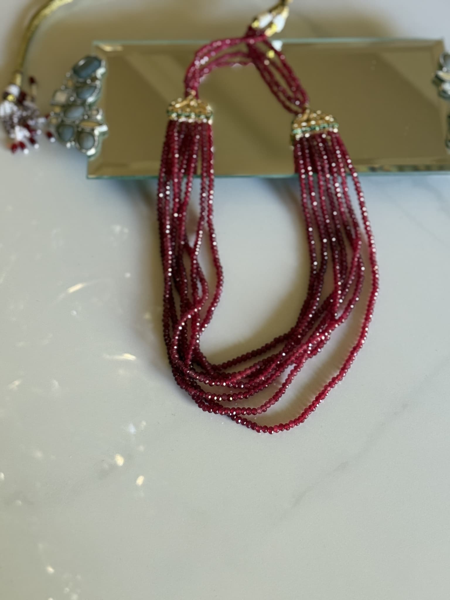 Ruby Beaded Layered Necklace