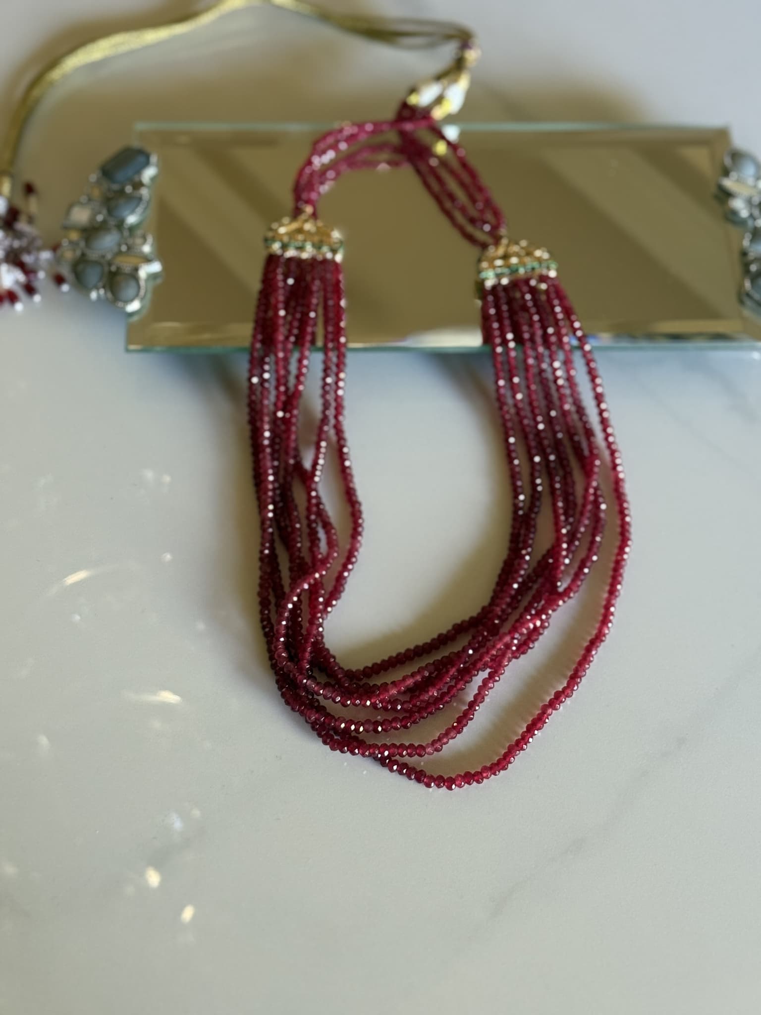 Ruby Beaded Layered Necklace