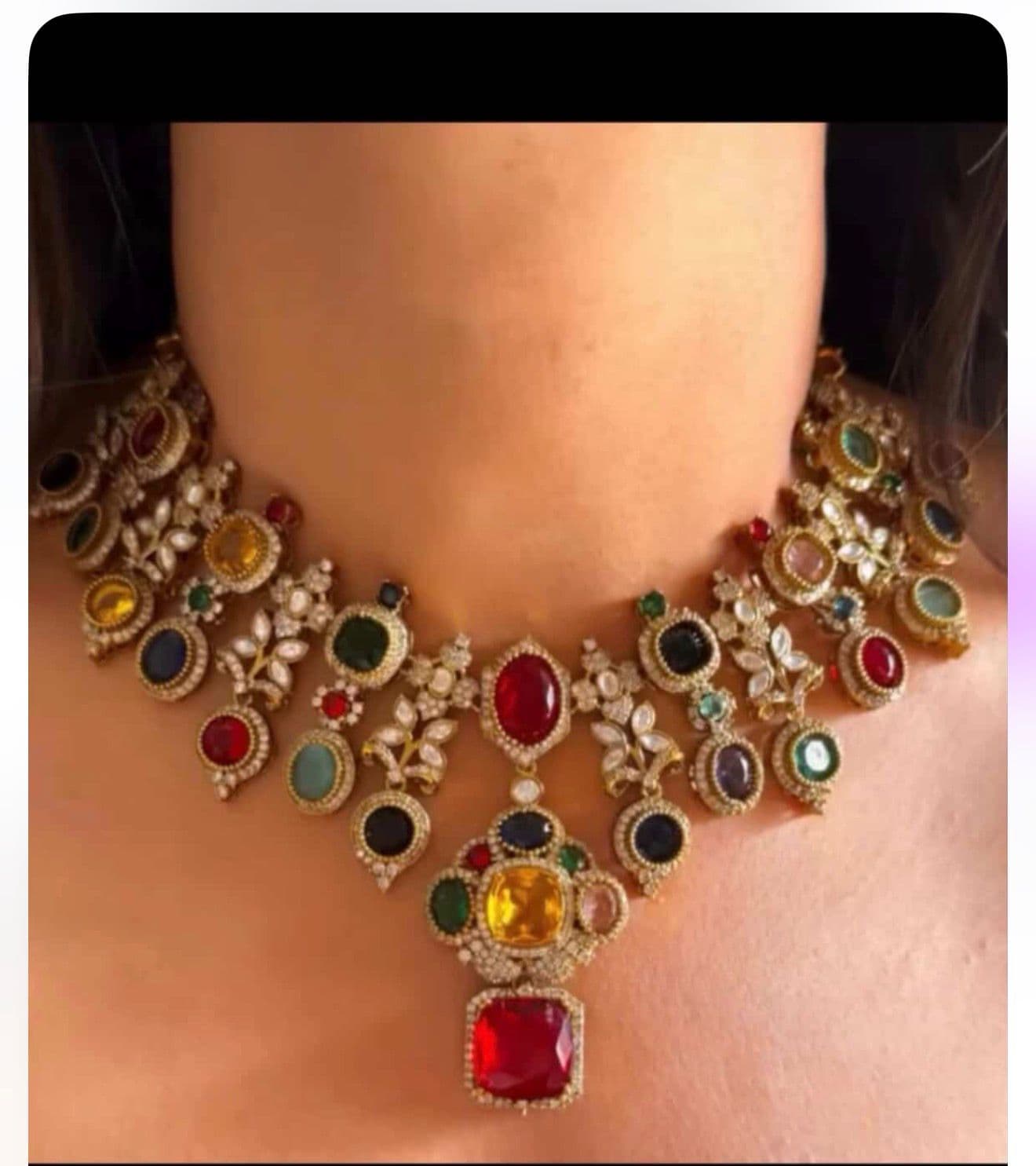 Multicolor Polki and Diamond Statement Necklace
