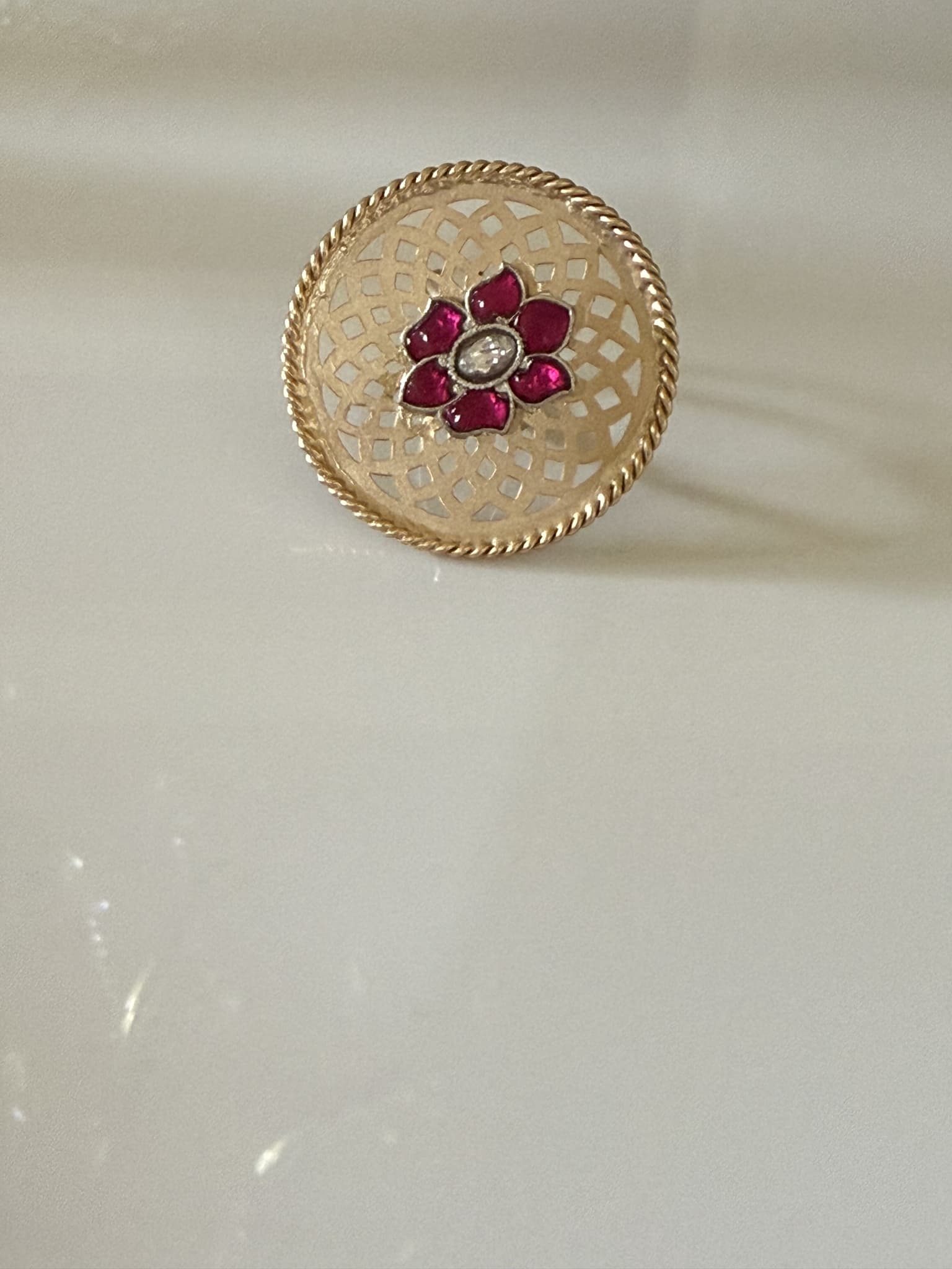 Ruby Rosette Kundan Ring