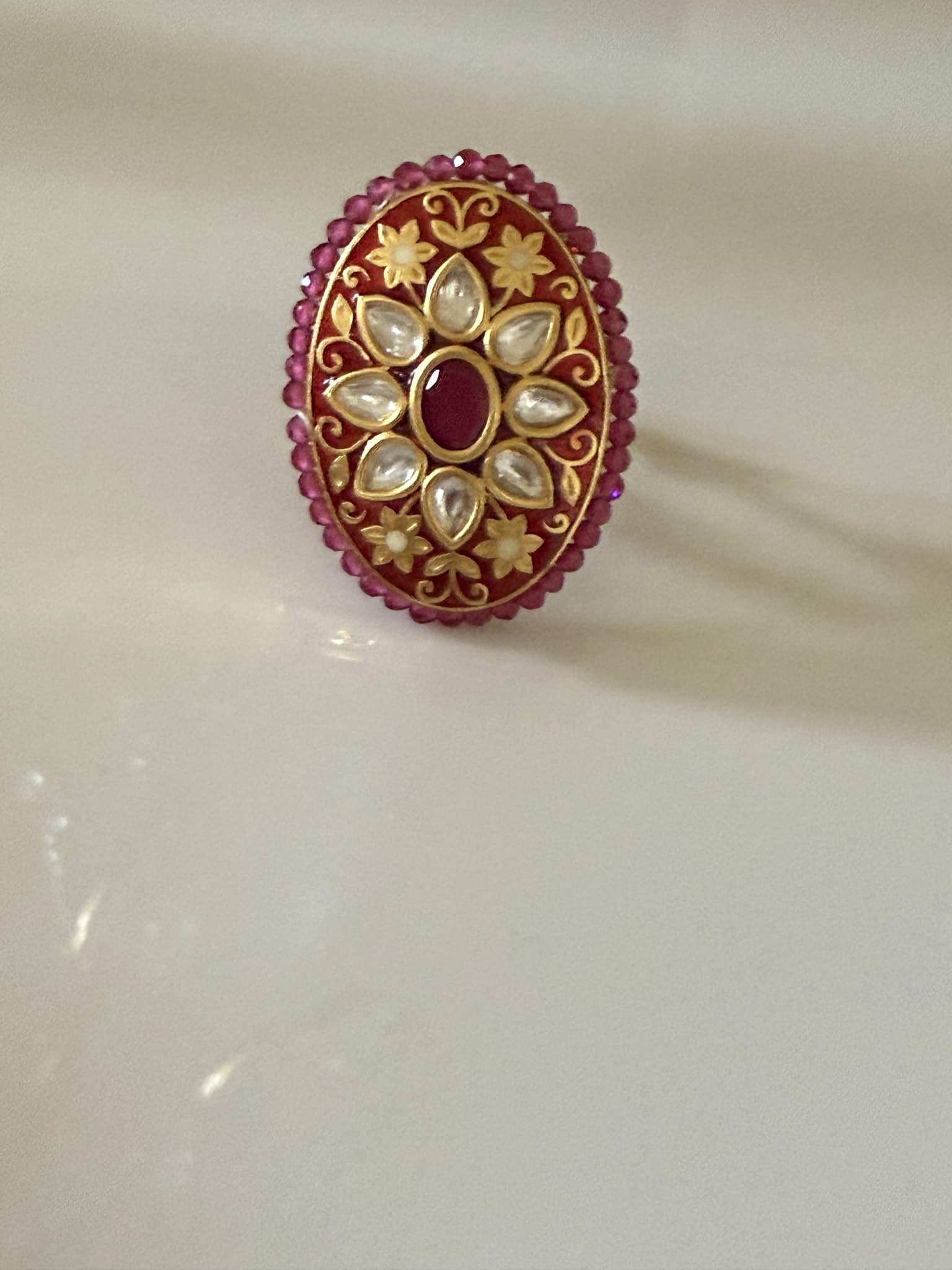 Ruby Oval Floral Ring