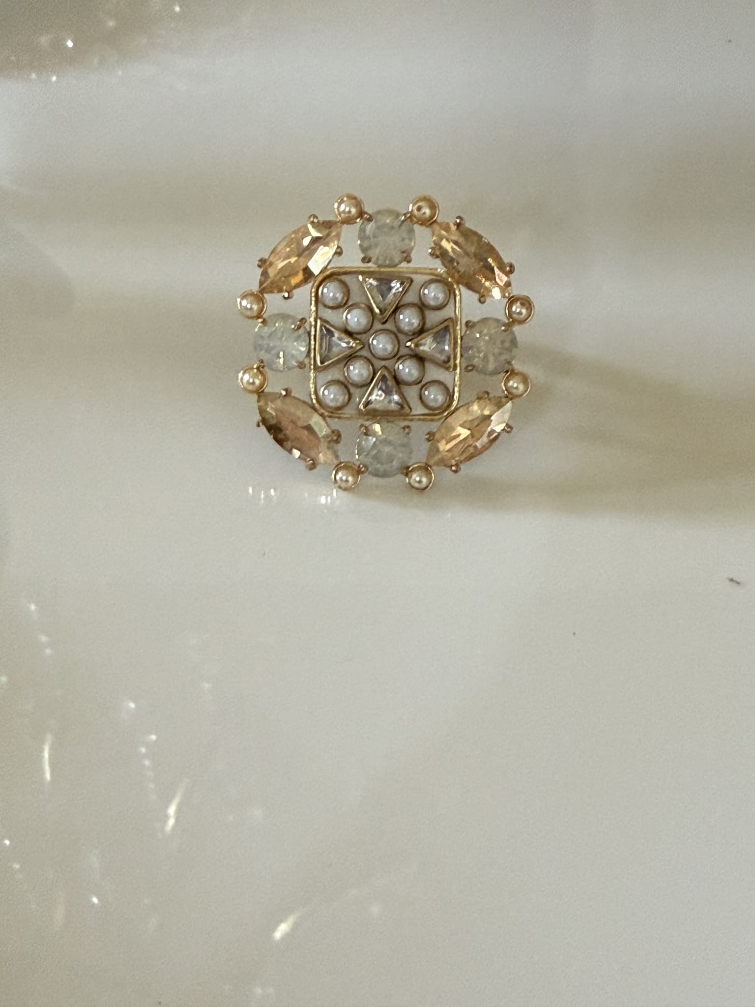 Lattice Pearl Dome Ring