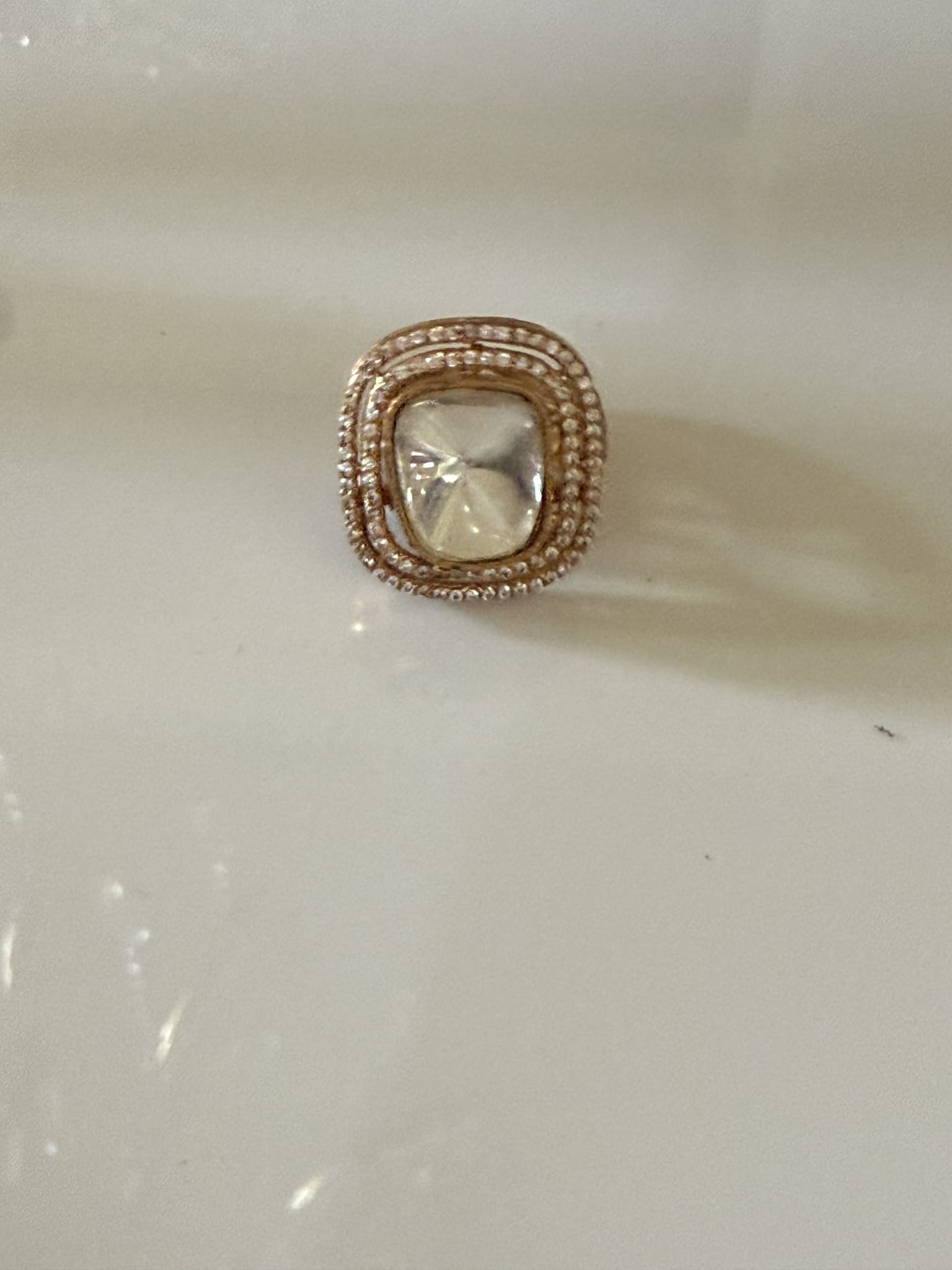 Square Mirror Pearl Ring