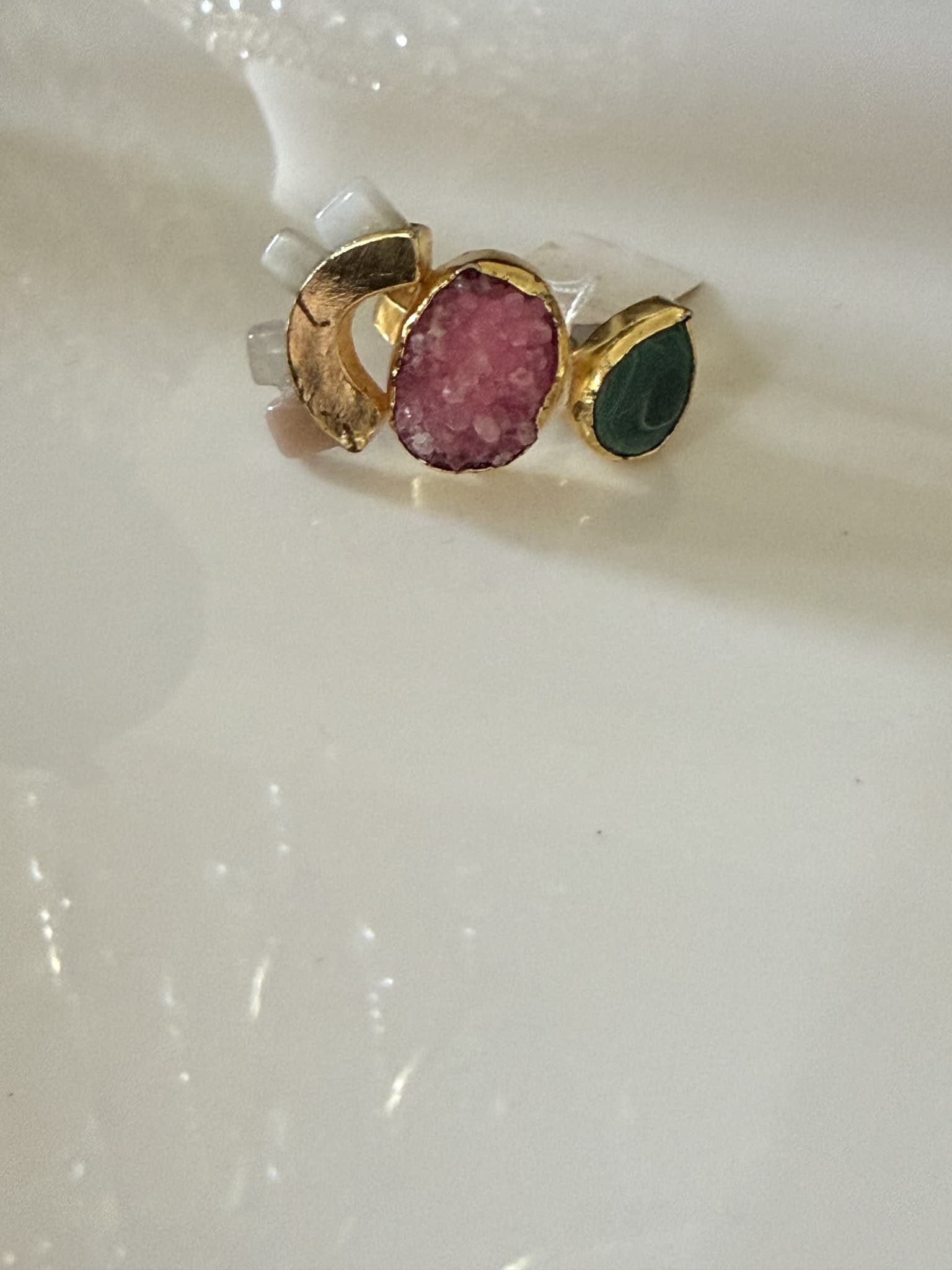 Raw Crystal Trio Ring