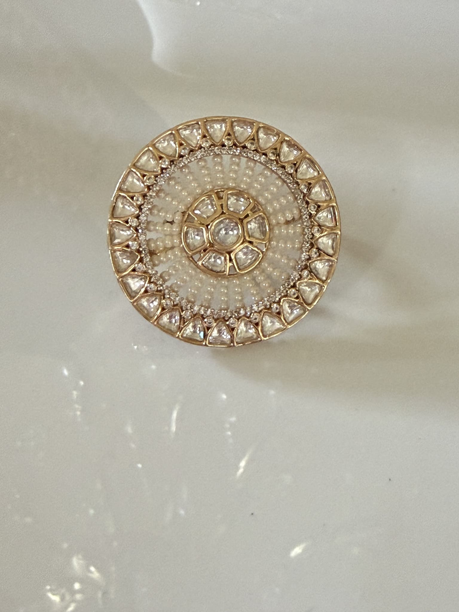Pearl Diamond Round Ring