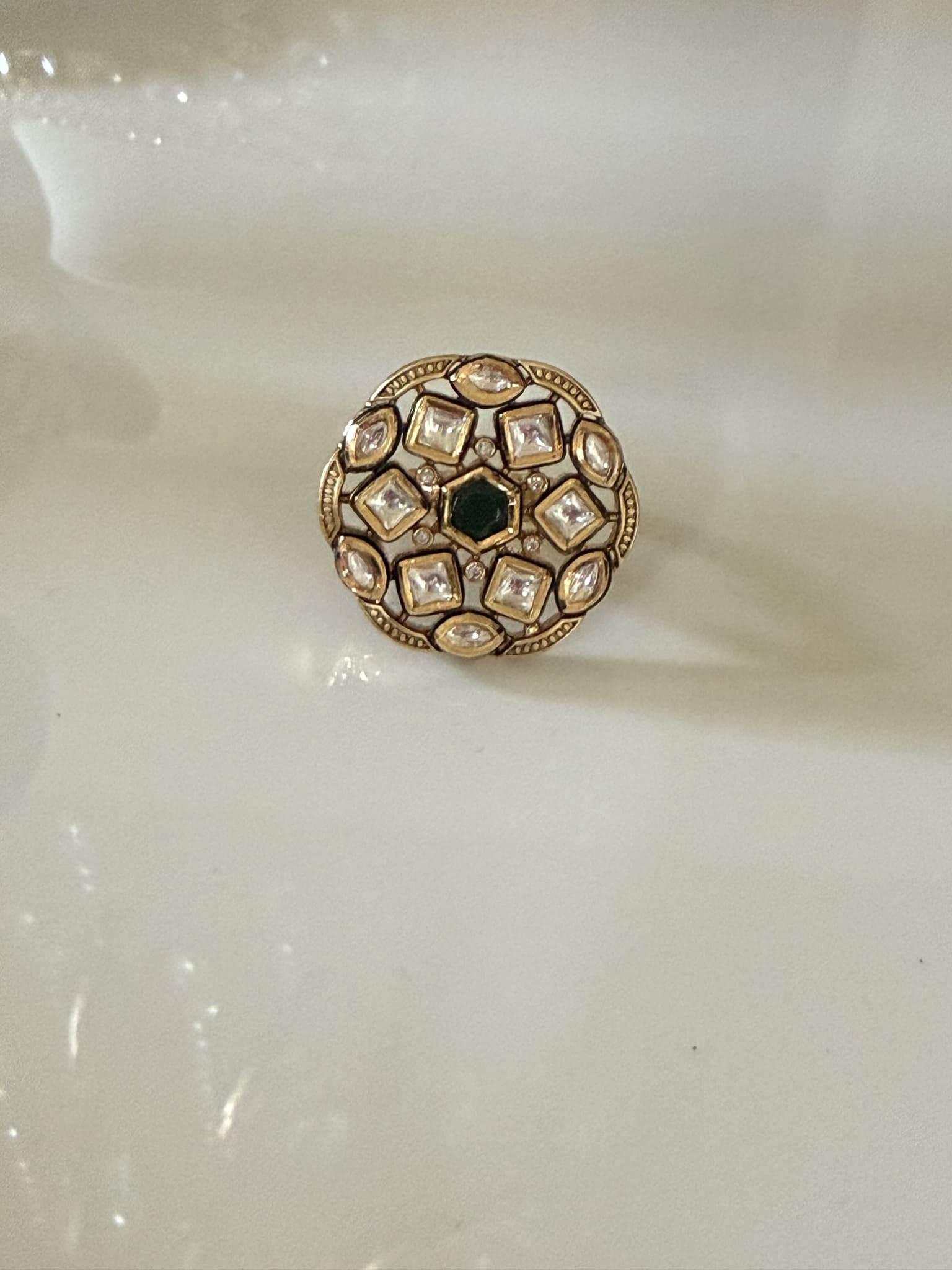 Emerald Diamond Cluster Ring
