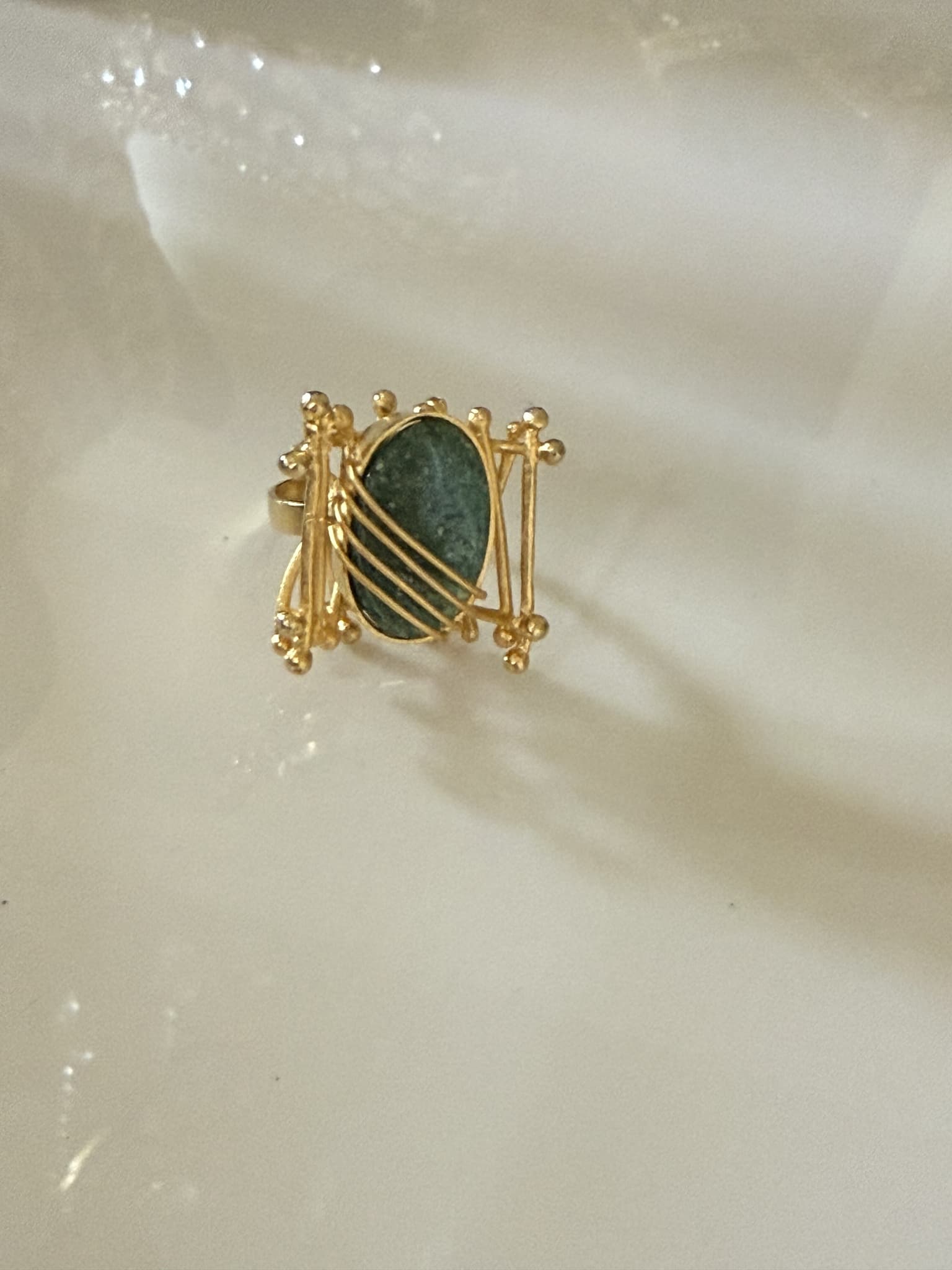 Labradorite Wire Wrapped Gold Ring