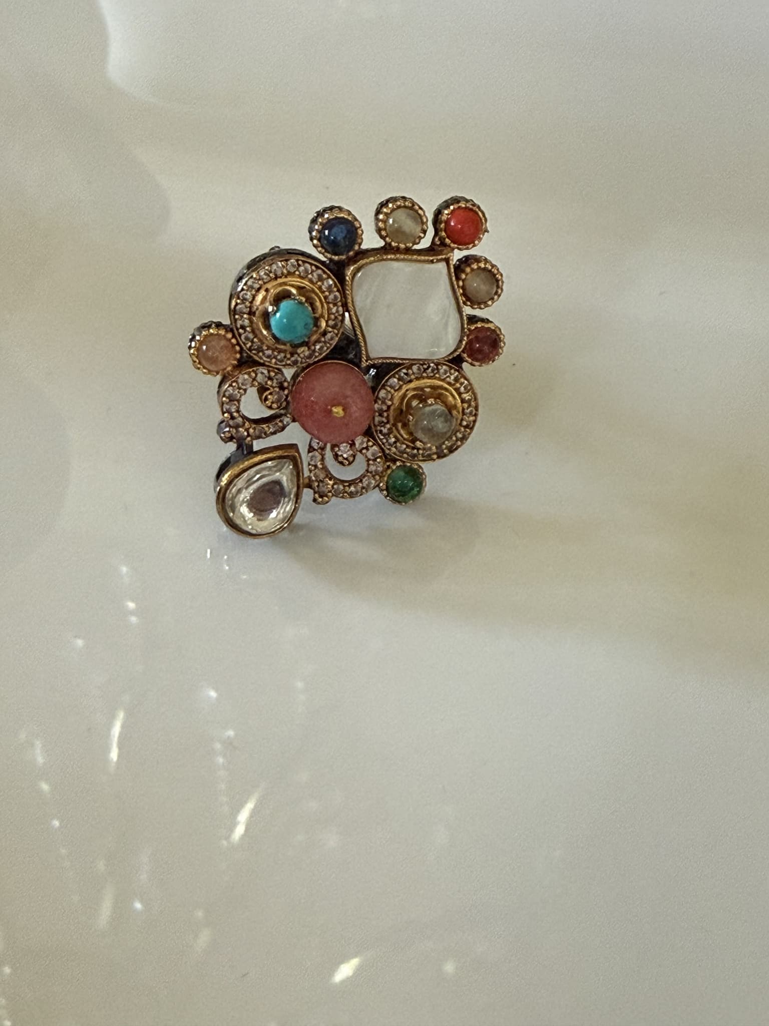 Baroque Pearl Pavé Ring