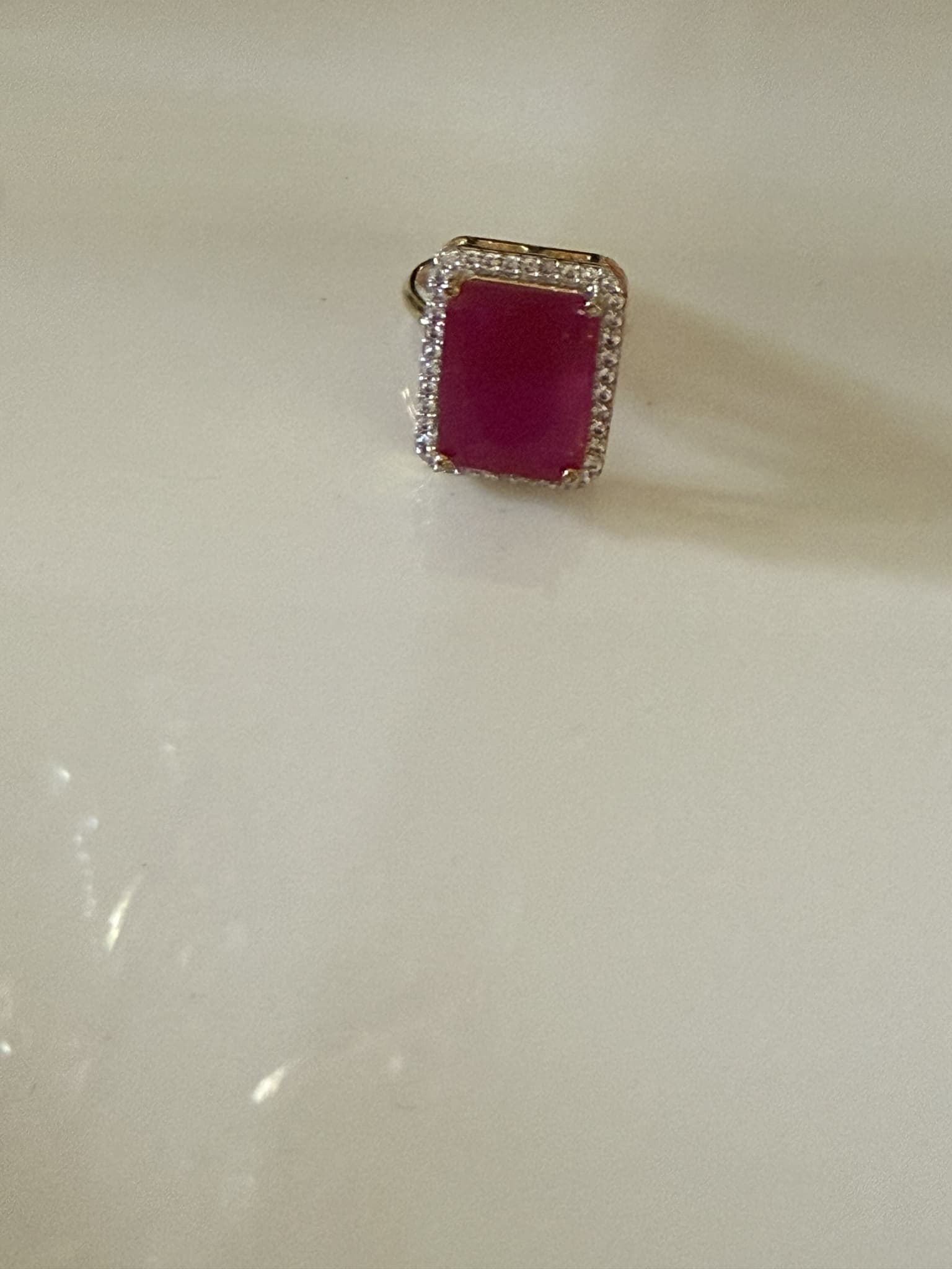 Rectangular Ruby Halo Ring