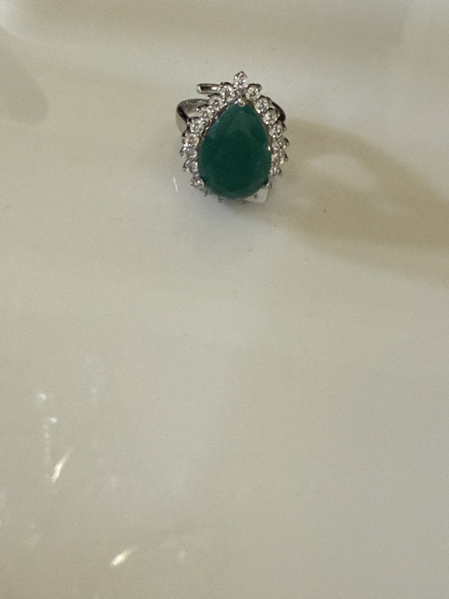 Emerald Teardrop Halo Ring
